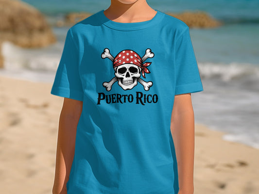 Puerto Rico Pirate Skull with Bandana T-shirt product