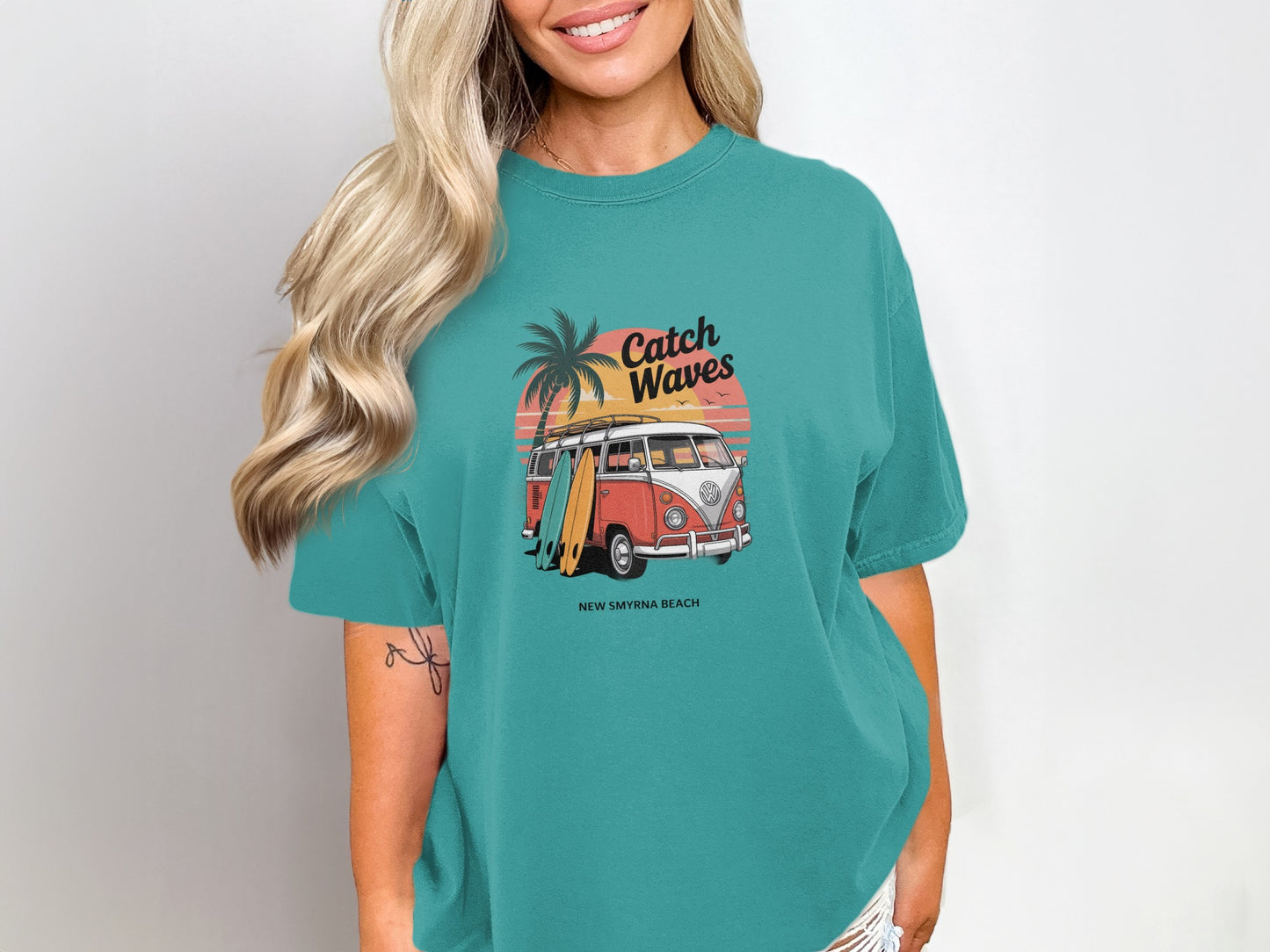 Vibrant Surf Van Graphic Tee Catch Waves T-Shirt product type