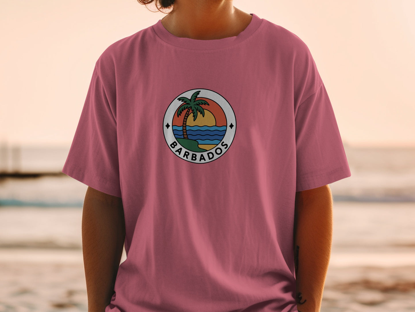 Barbados Sunset Palm Design Beach T-Shirt product type