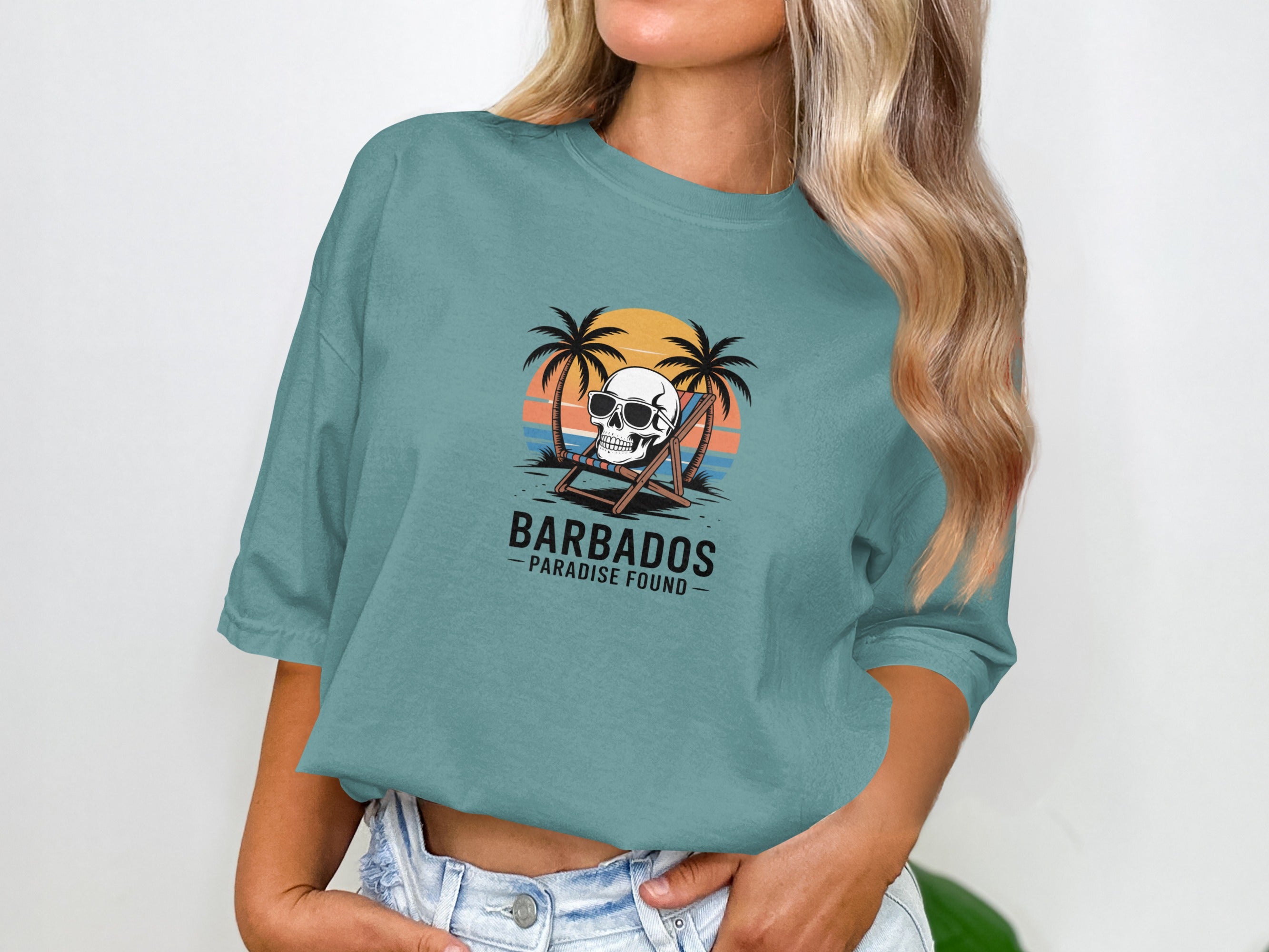 Barbados Paradise Found Skull Beach Graphic Shirt product type