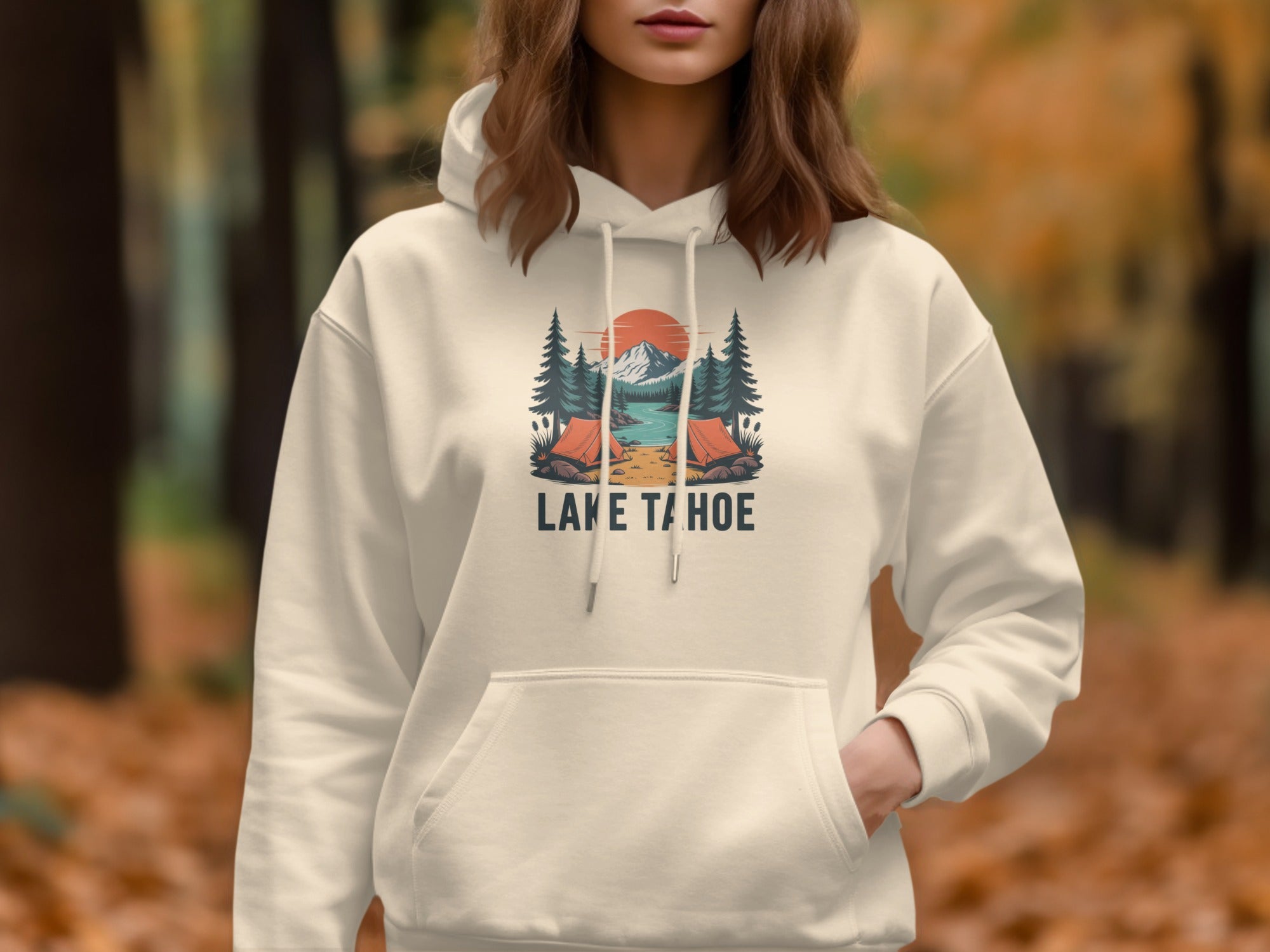 Lake Tahoe Hoodie Featuring Scenic Mountain Design