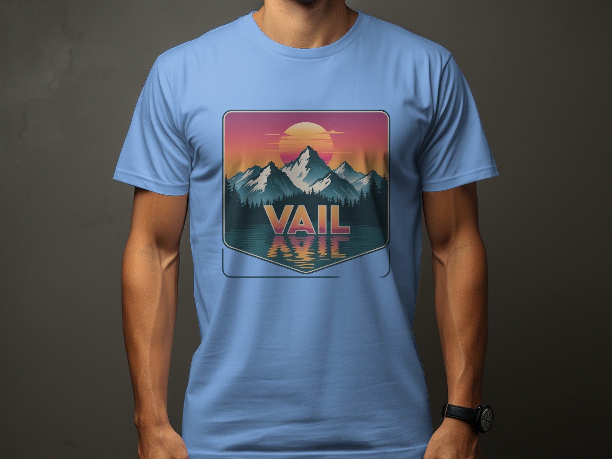 Vail Mountain Sunset Design on T-shirt product type