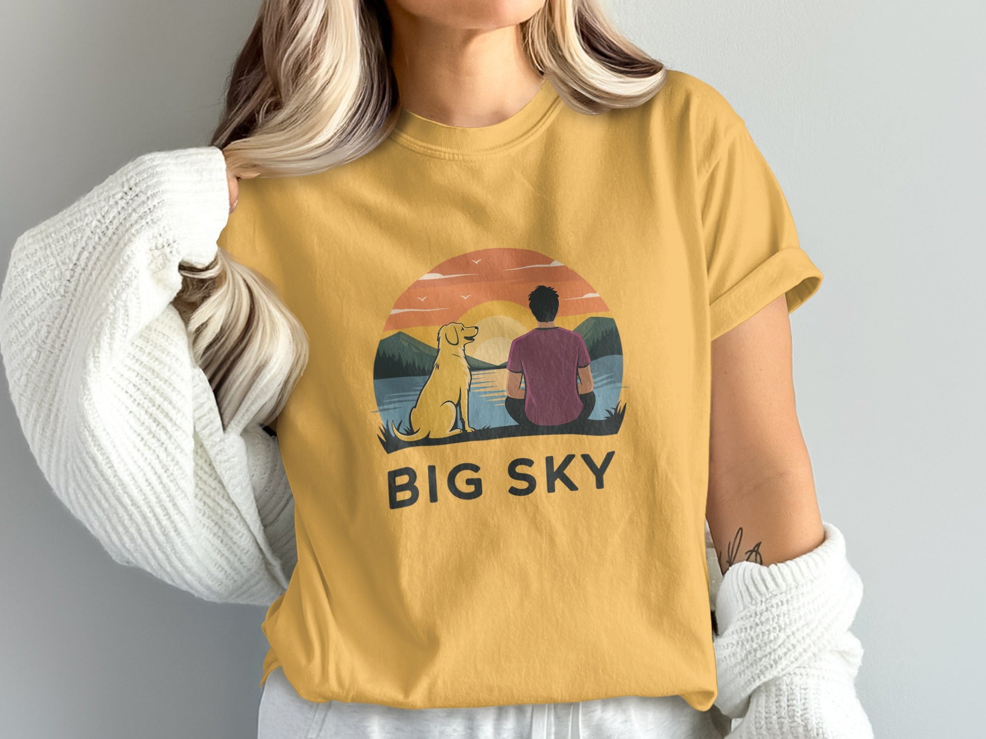 Big Sky Dog and Nature Scene Graphic T-shirt product type