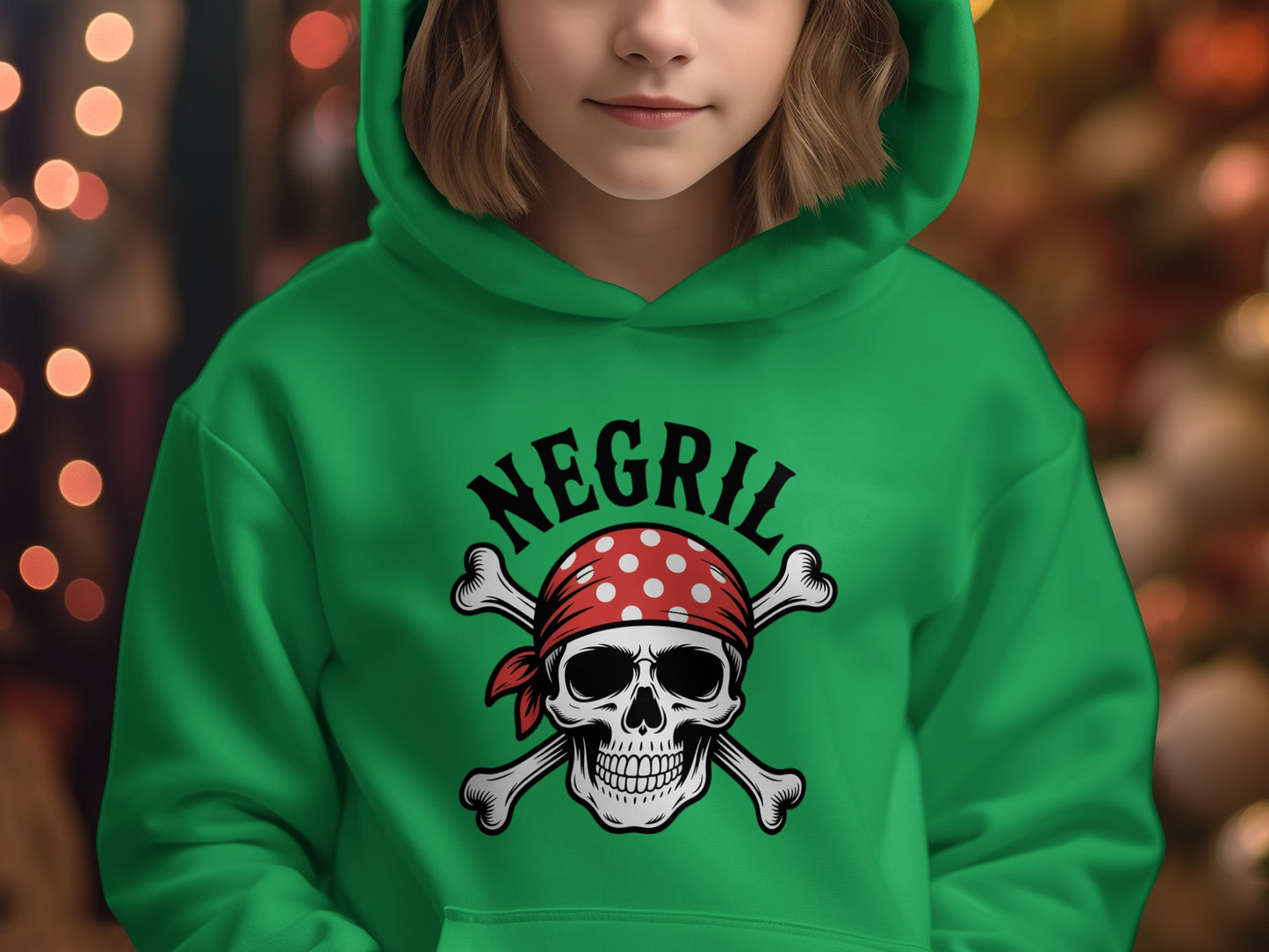 Negril Skull and Crossbones Green Hoodie product