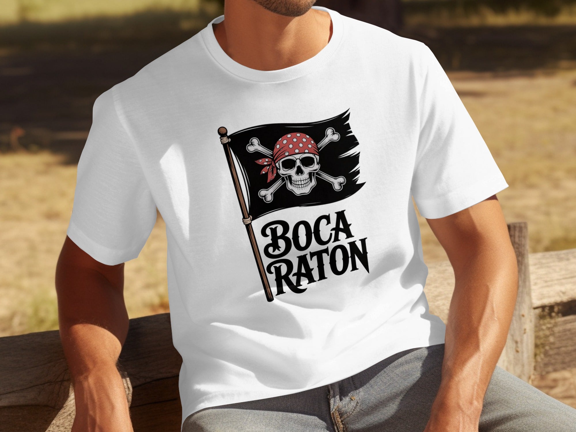 Boca Raton Pirate Flag Skull Graphic T-Shirt product type