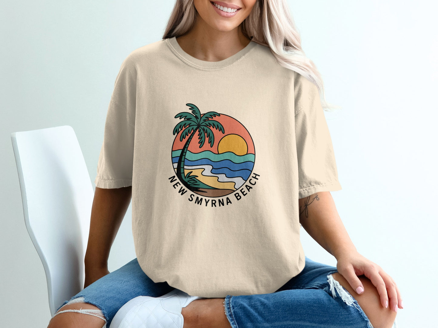 New Smyrna Beach Palm Tree Printed Casual Shirt product type