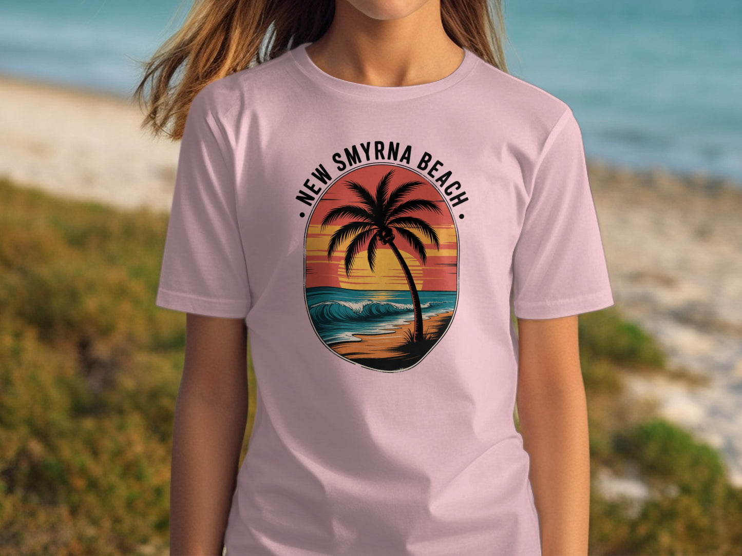 New Smyrna Beach Tropical Sunset Print Shirt product