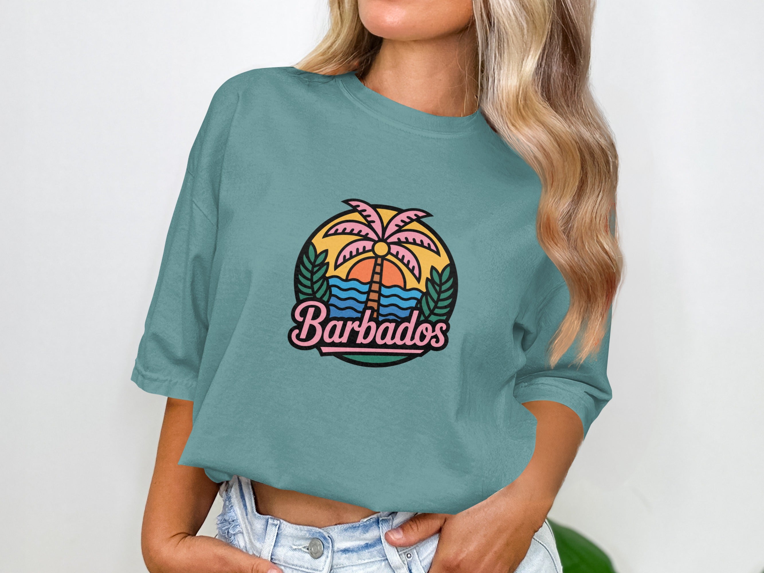 Barbados Graphic Tee with Tropical Design product type