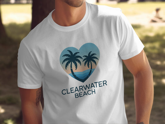 Clearwater Beach Palm Trees Heart Graphic T-Shirt product type