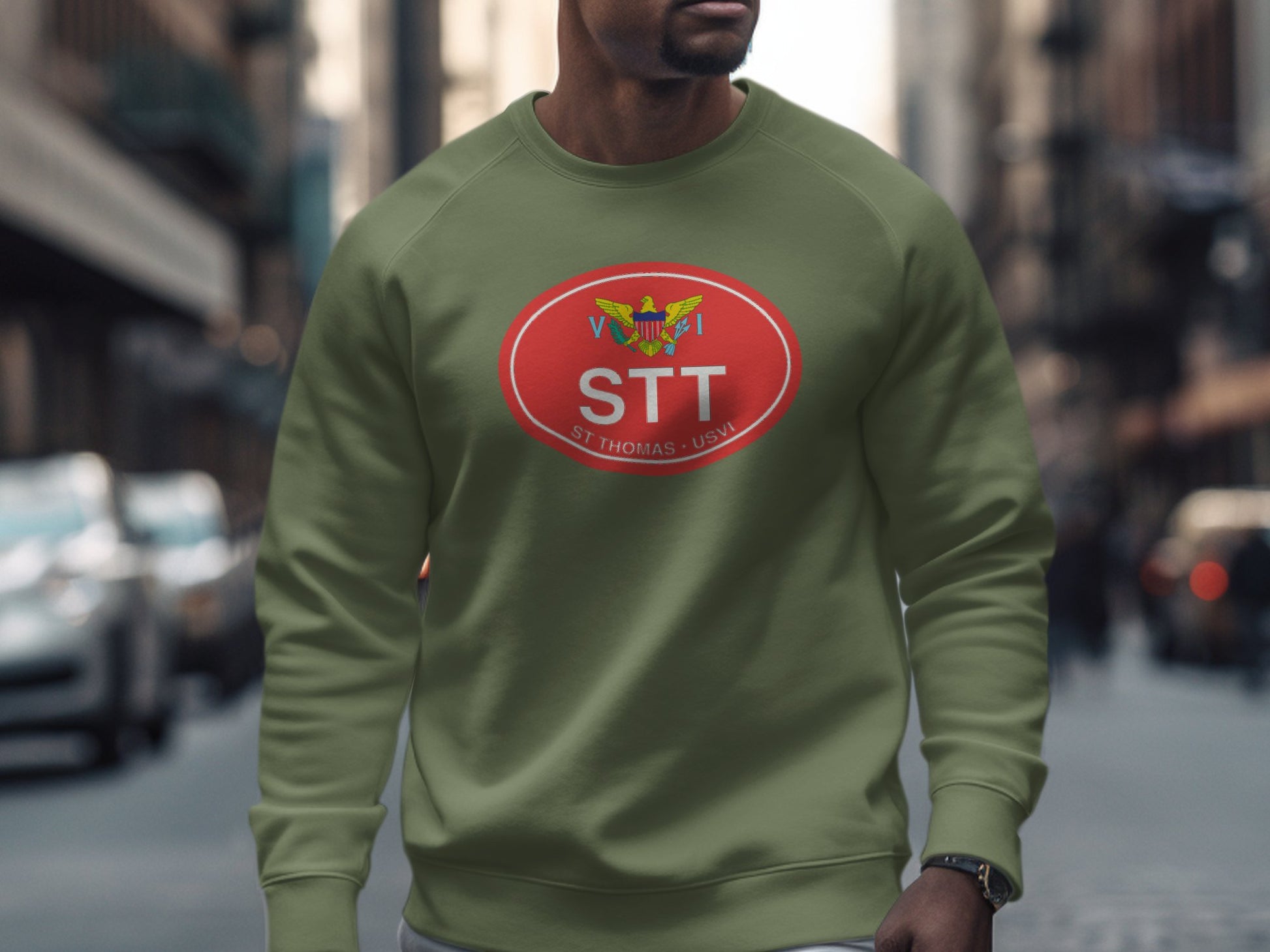 St Thomas Mens Sweatshirt Military Green