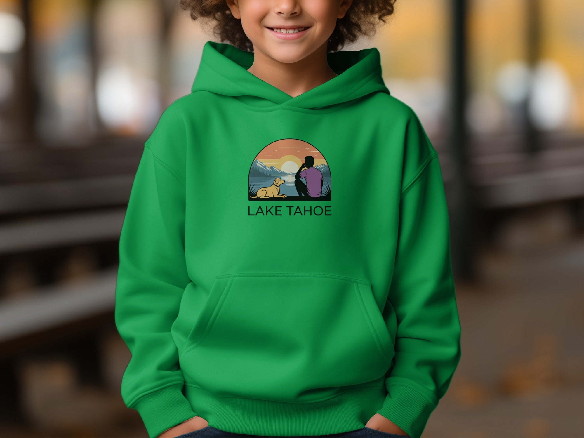 Lake Tahoe Sunset Graphic Kids Hoodie