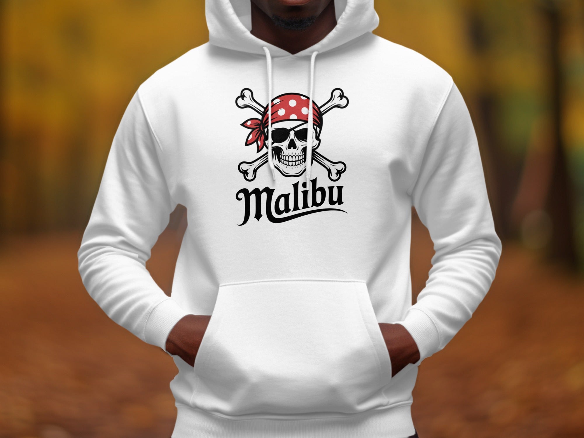 Pirate Skull Red Bandana White Malibu Hoodie product