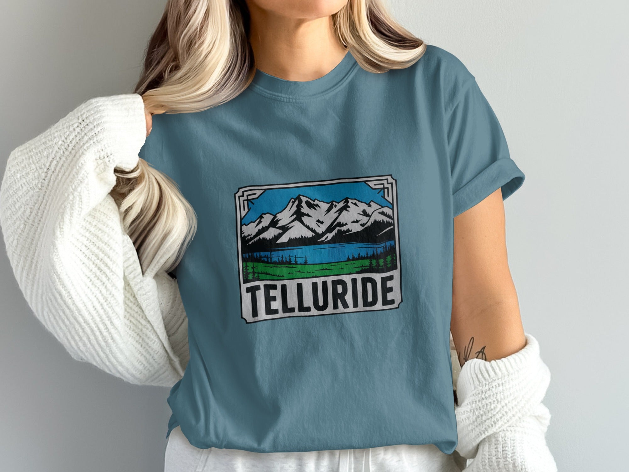 Telluride Mountain Landscape Graphic Tee Shirt product type