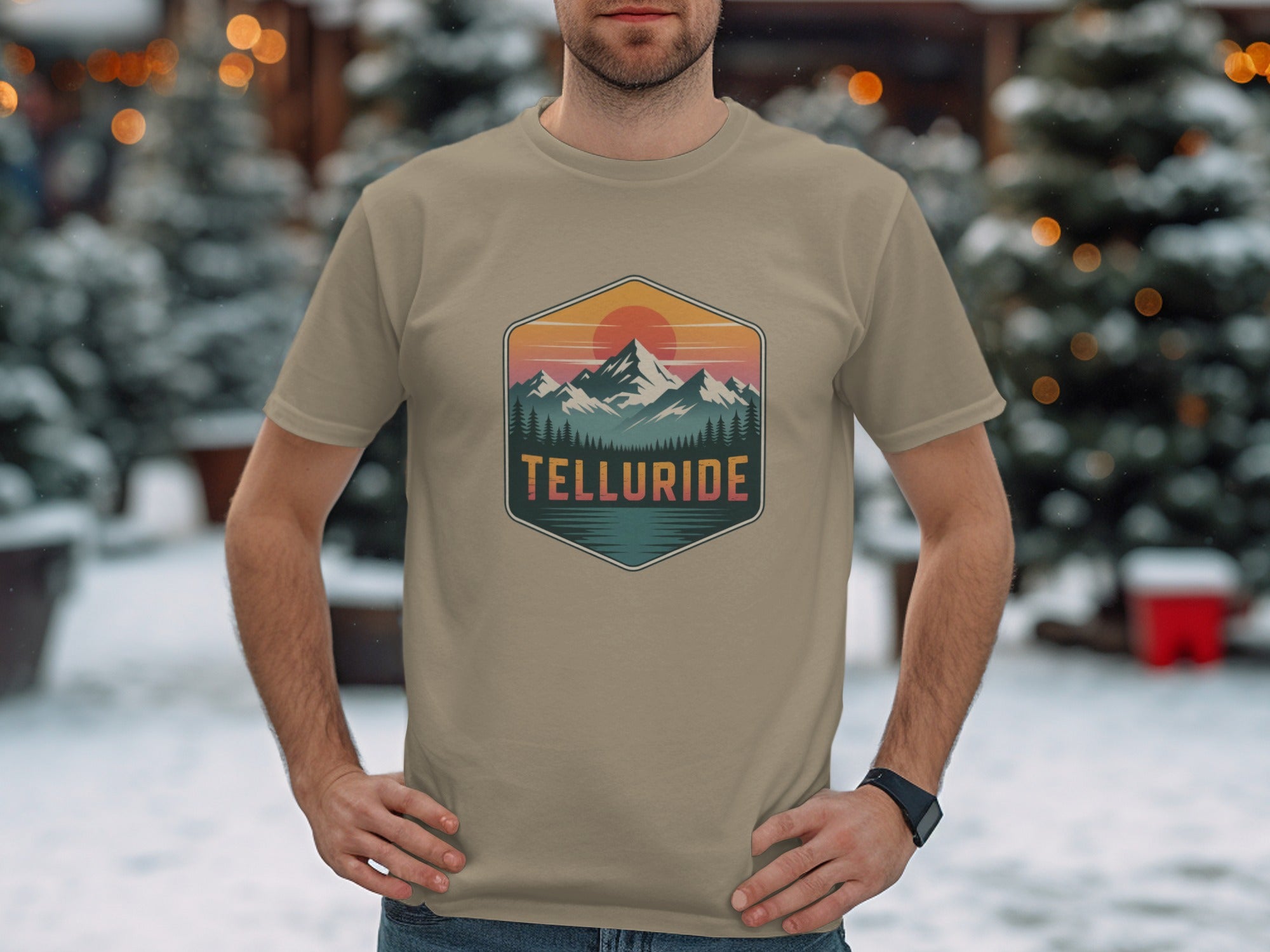 Telluride Vintage Sunset Mountain Scene Shirt