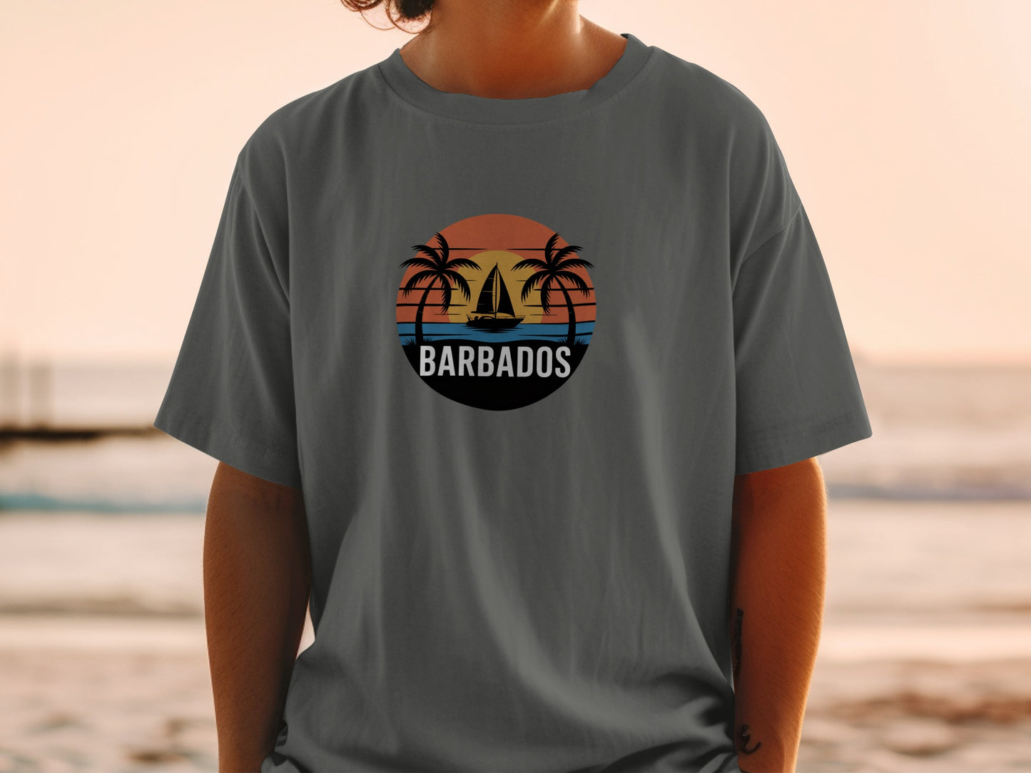 Barbados Sunset Palm Tree Graphic T-shirt product