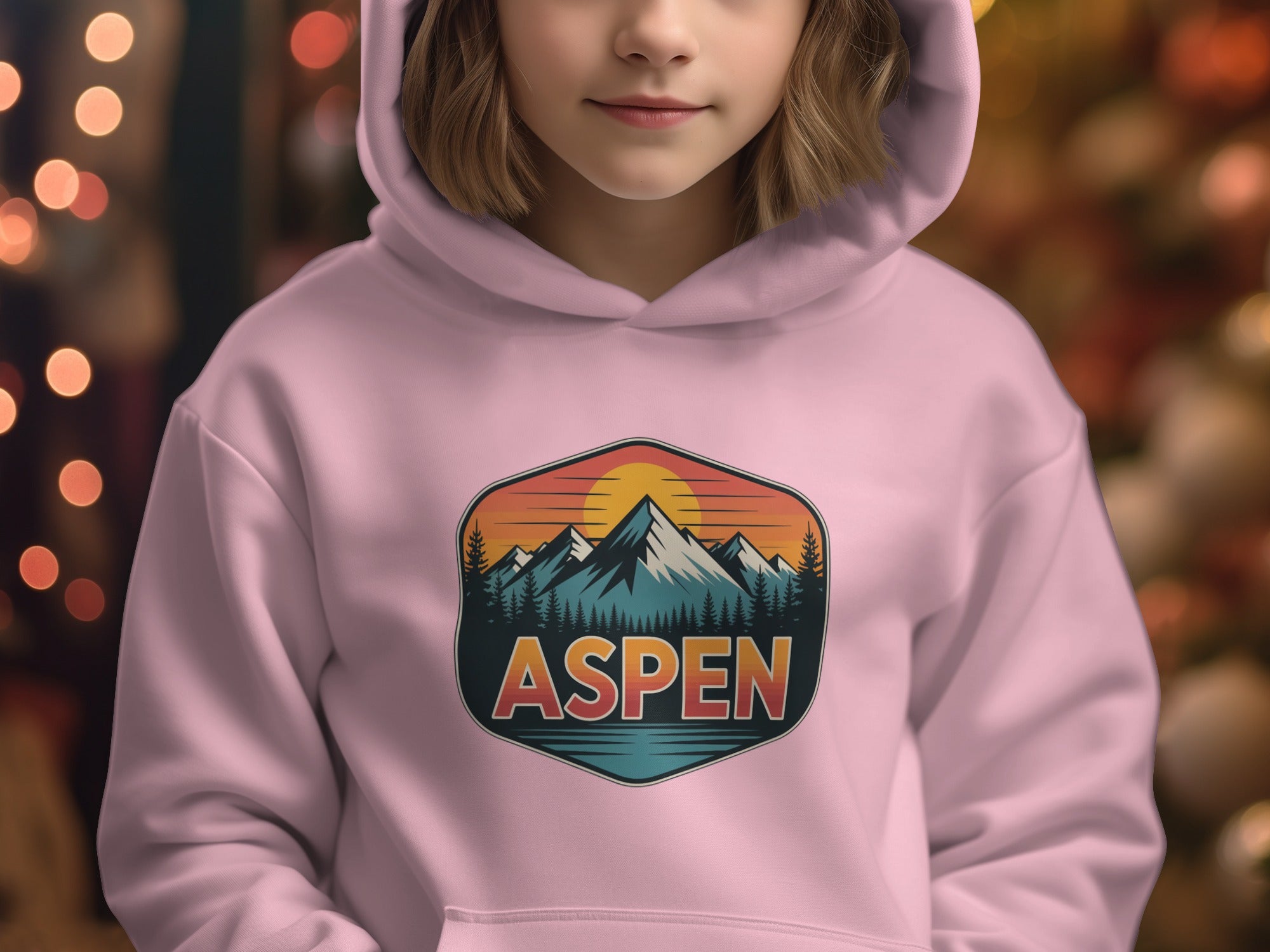 Aspen Mountain Sunset Graphic Design Hoodie