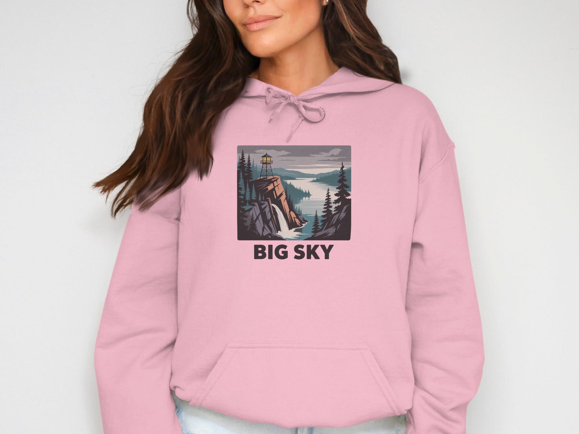 Big Sky Womens Hoodies Big Sky Watchtower Landscape Hoodies
