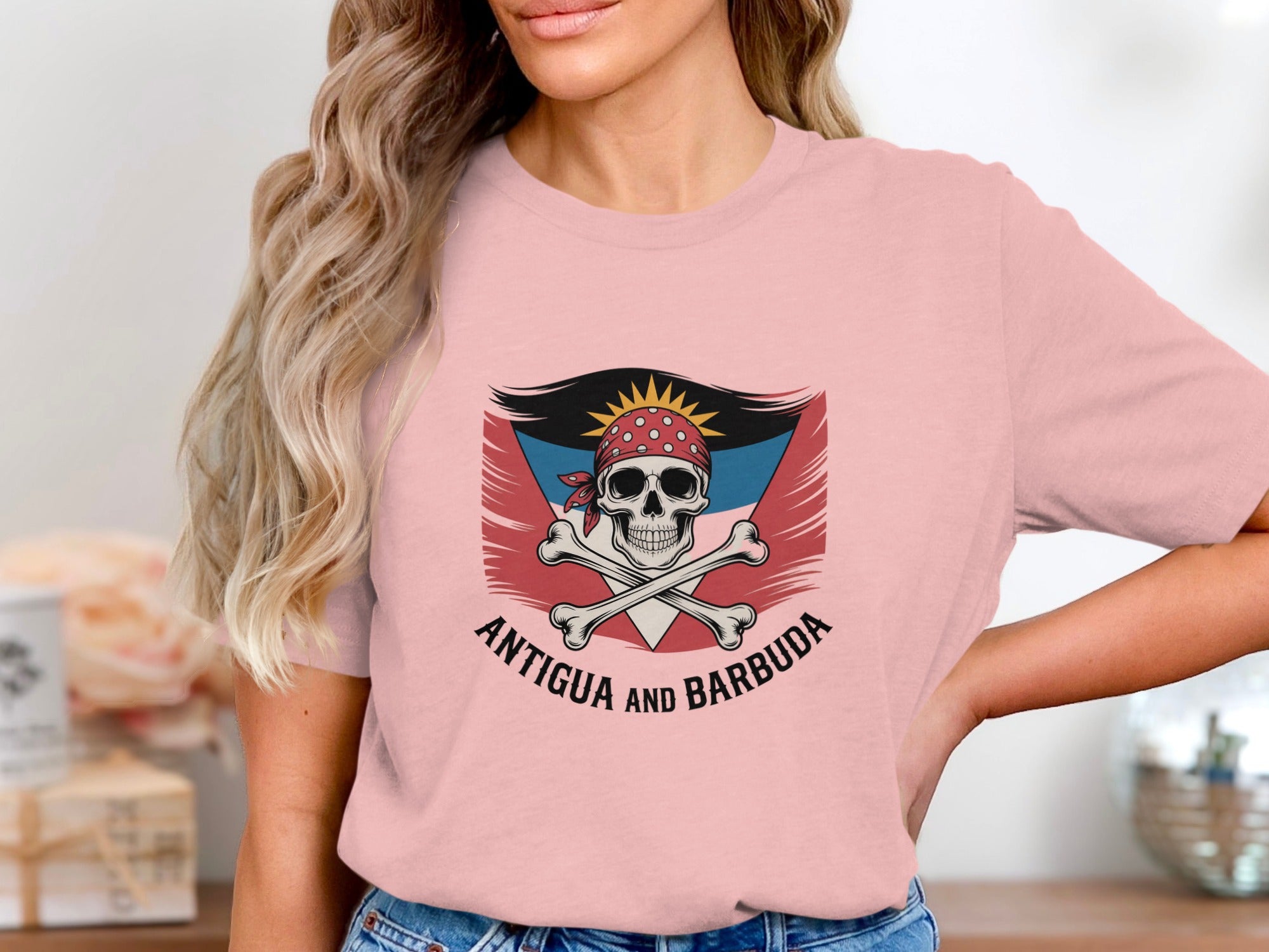 Antigua and Barbuda Skull and Crossbones Shirt product type