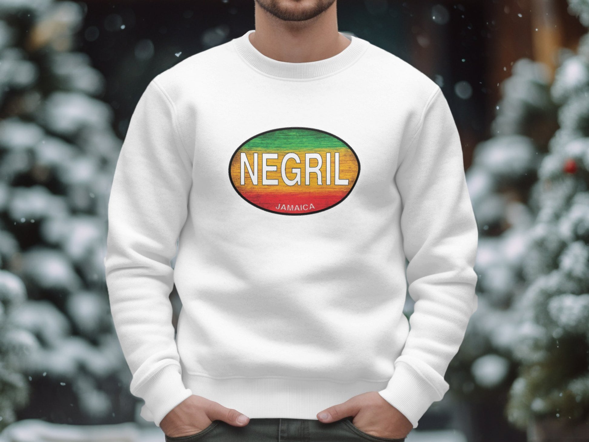 Negril Mens Sweatshirt White