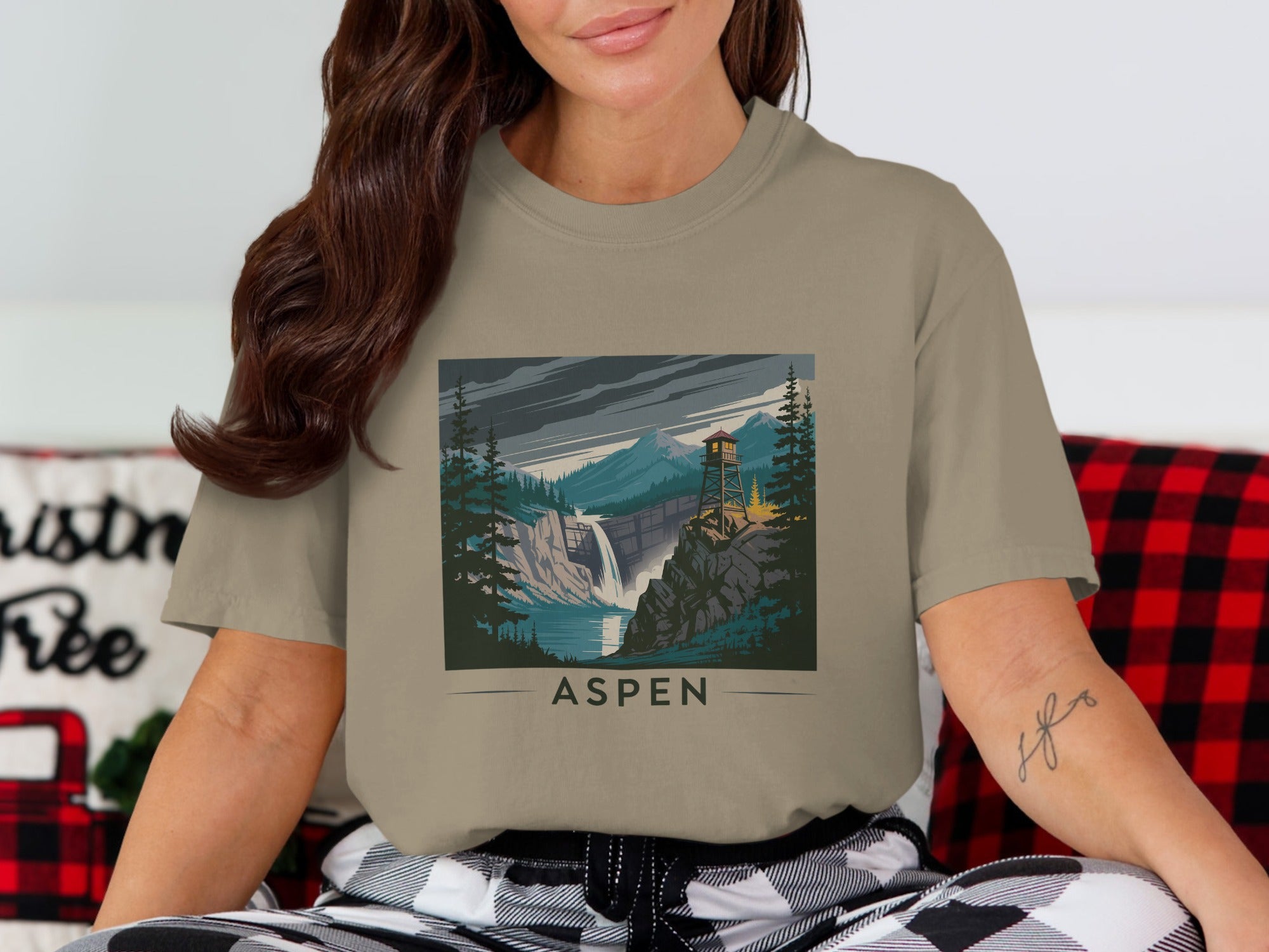 Scenic Aspen Waterfall Graphic T-Shirt product type