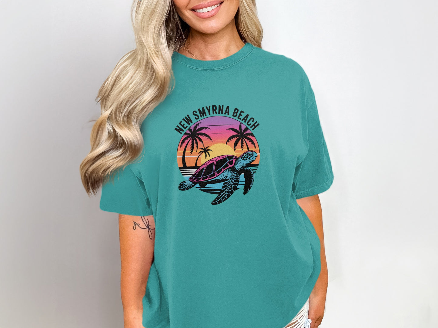 New Smyrna Beach Tropical Turtle Print Shirt product
