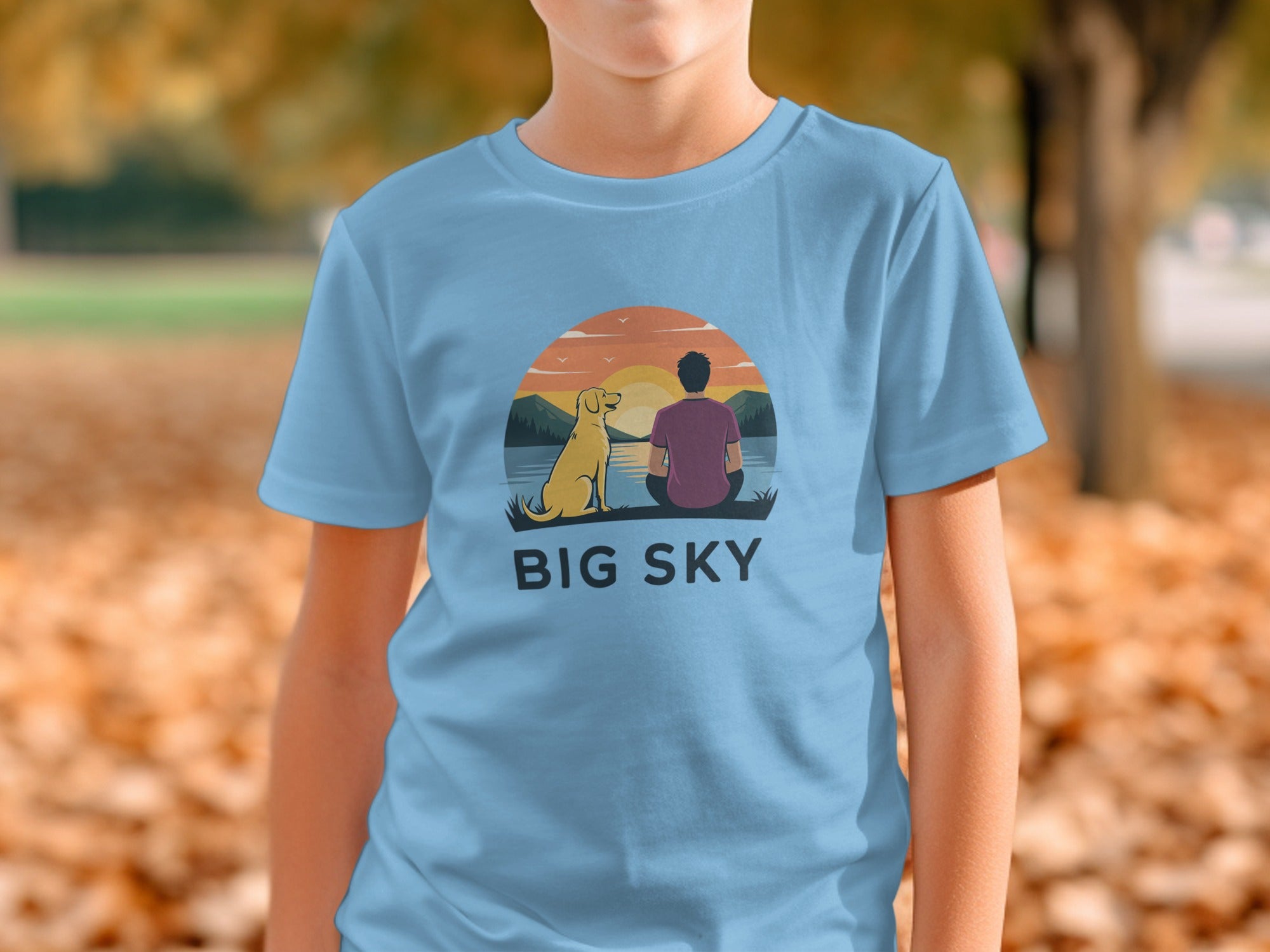 Big Sky Sunset with Dog and Person T-Shirt