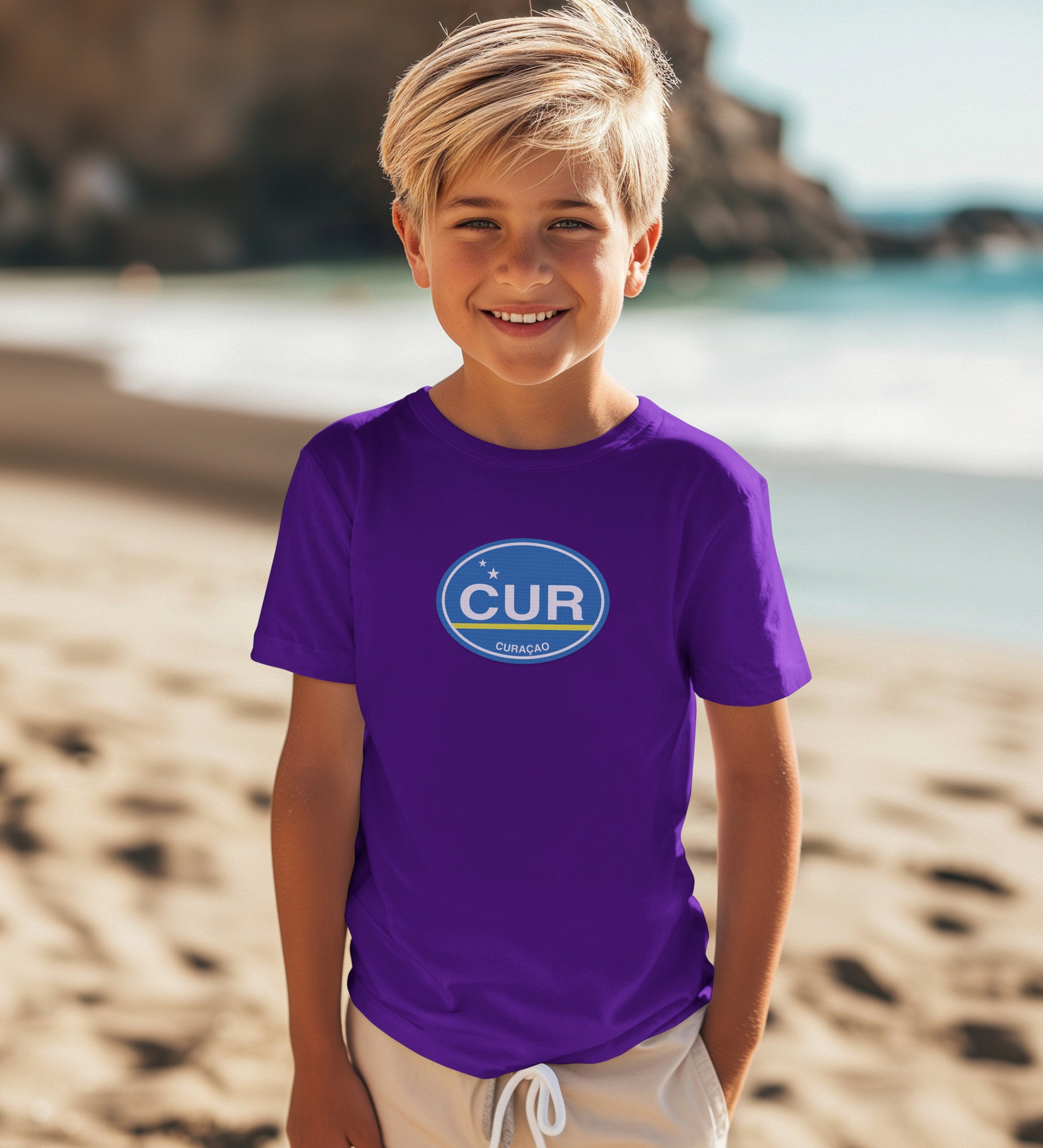 Curacao gift for posing by the colorful Handelskade youth clothing and travel souvenirs