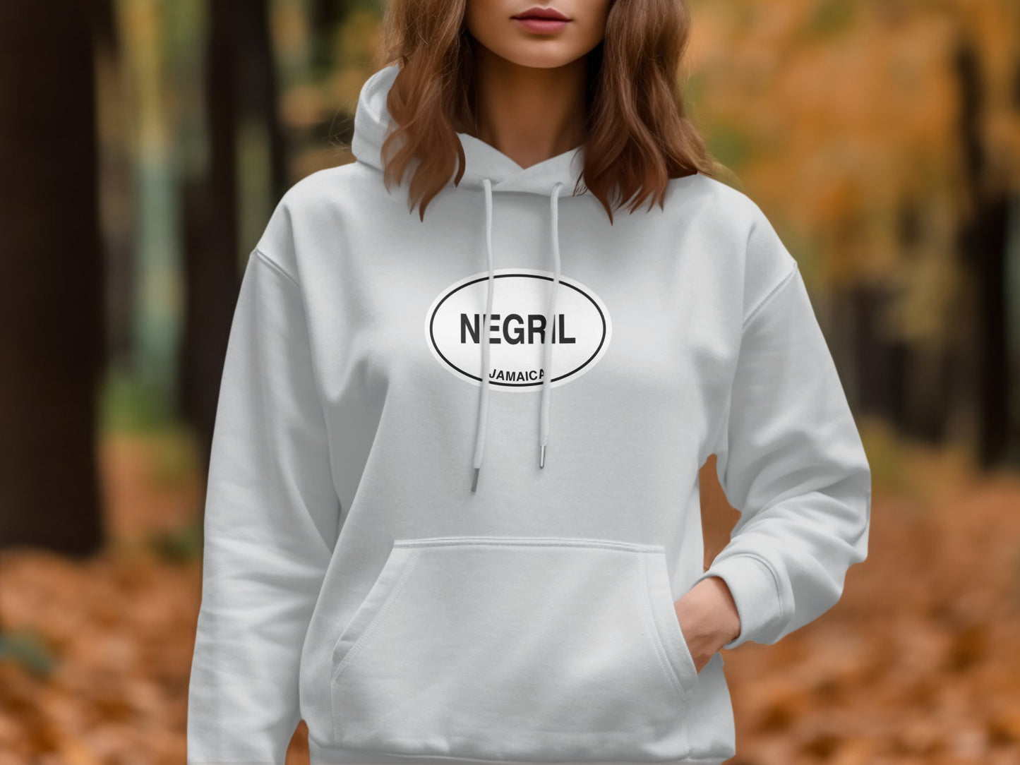 Negril  Oval Logo Vacation Travel Hoodie Gift Souvenir Light Pink