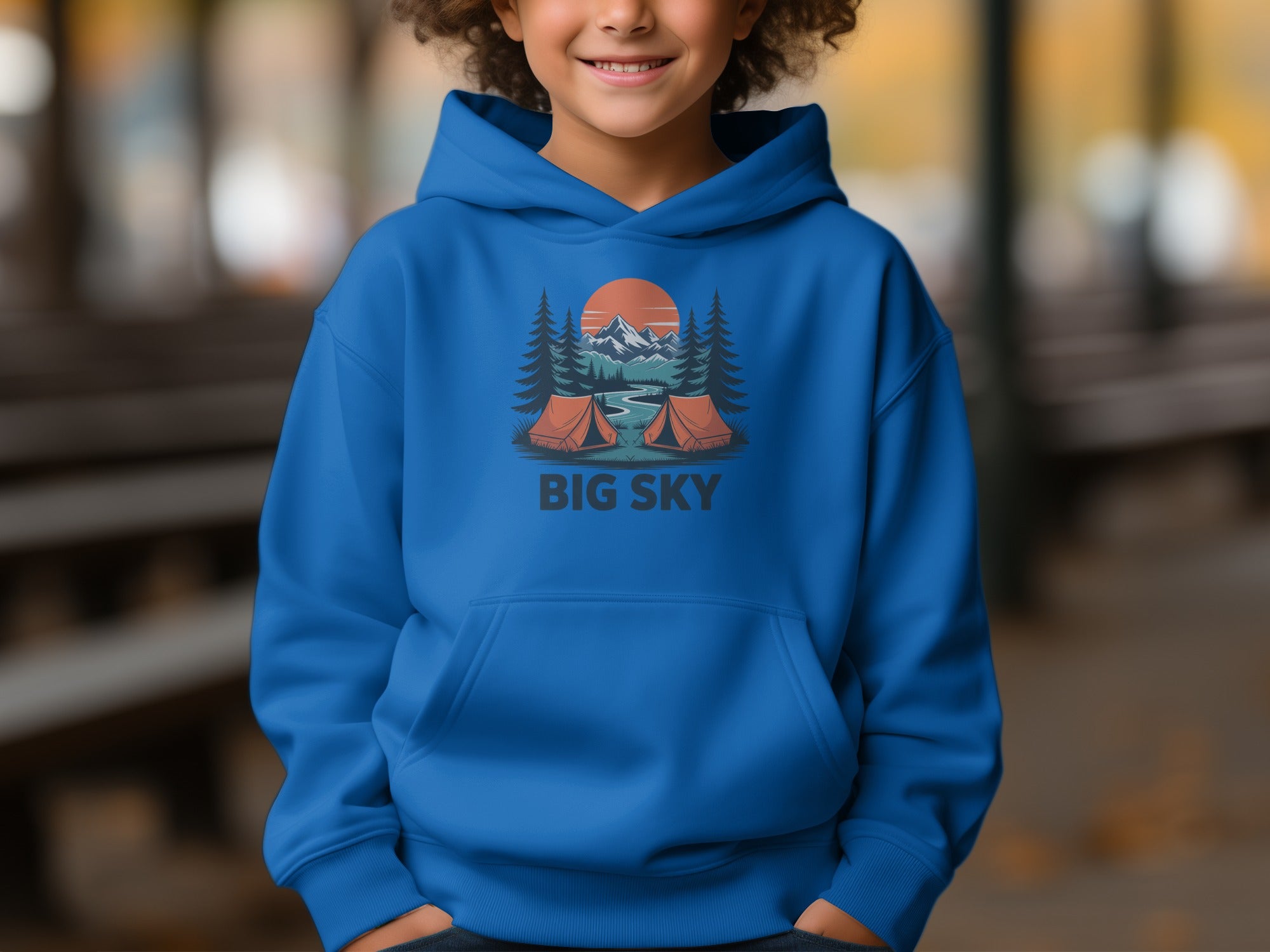 Big Sky Camping Scene Illustrated Hoodie