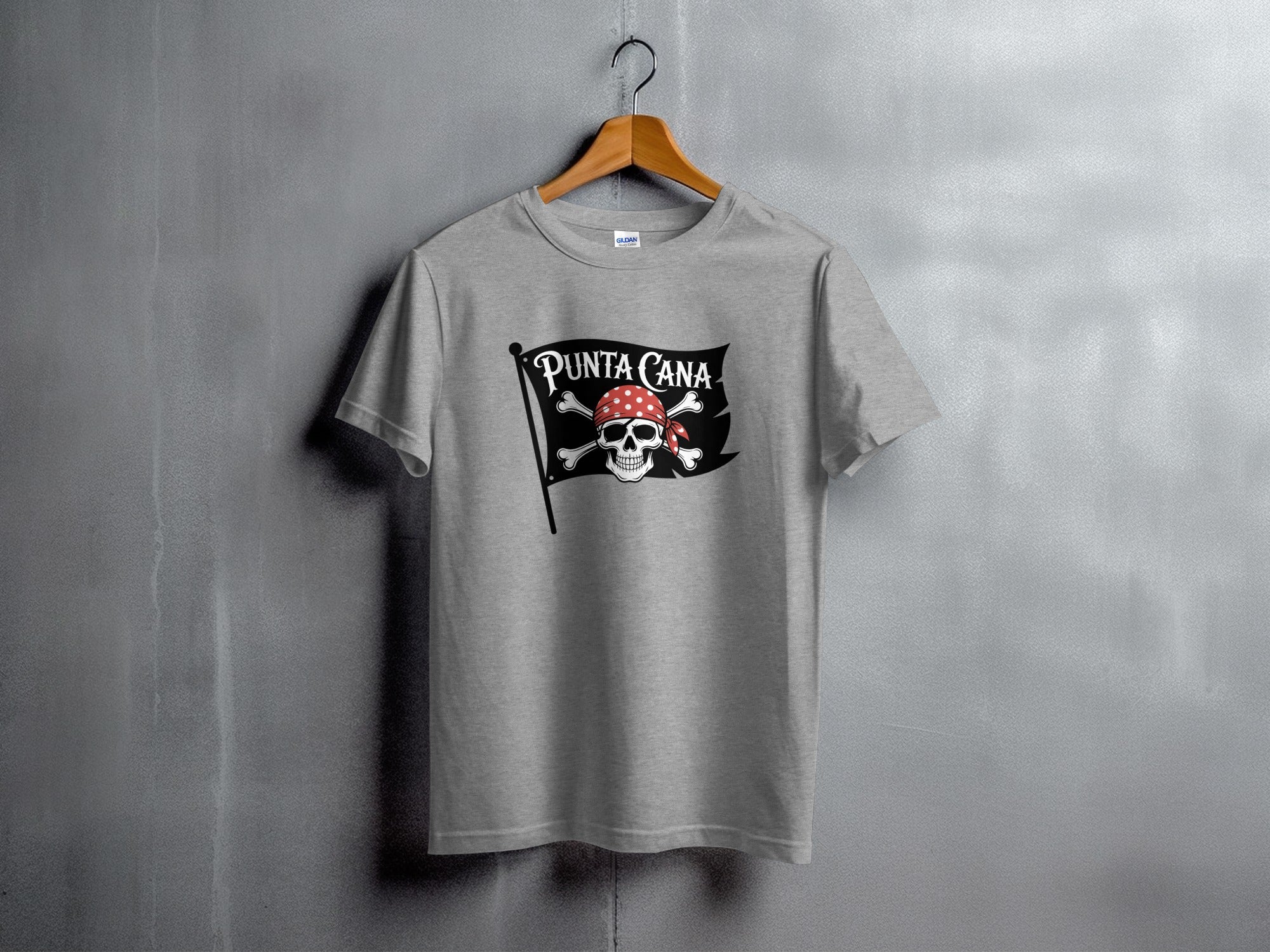 Punta Cana Skull Flag Grey T Shirt product type
