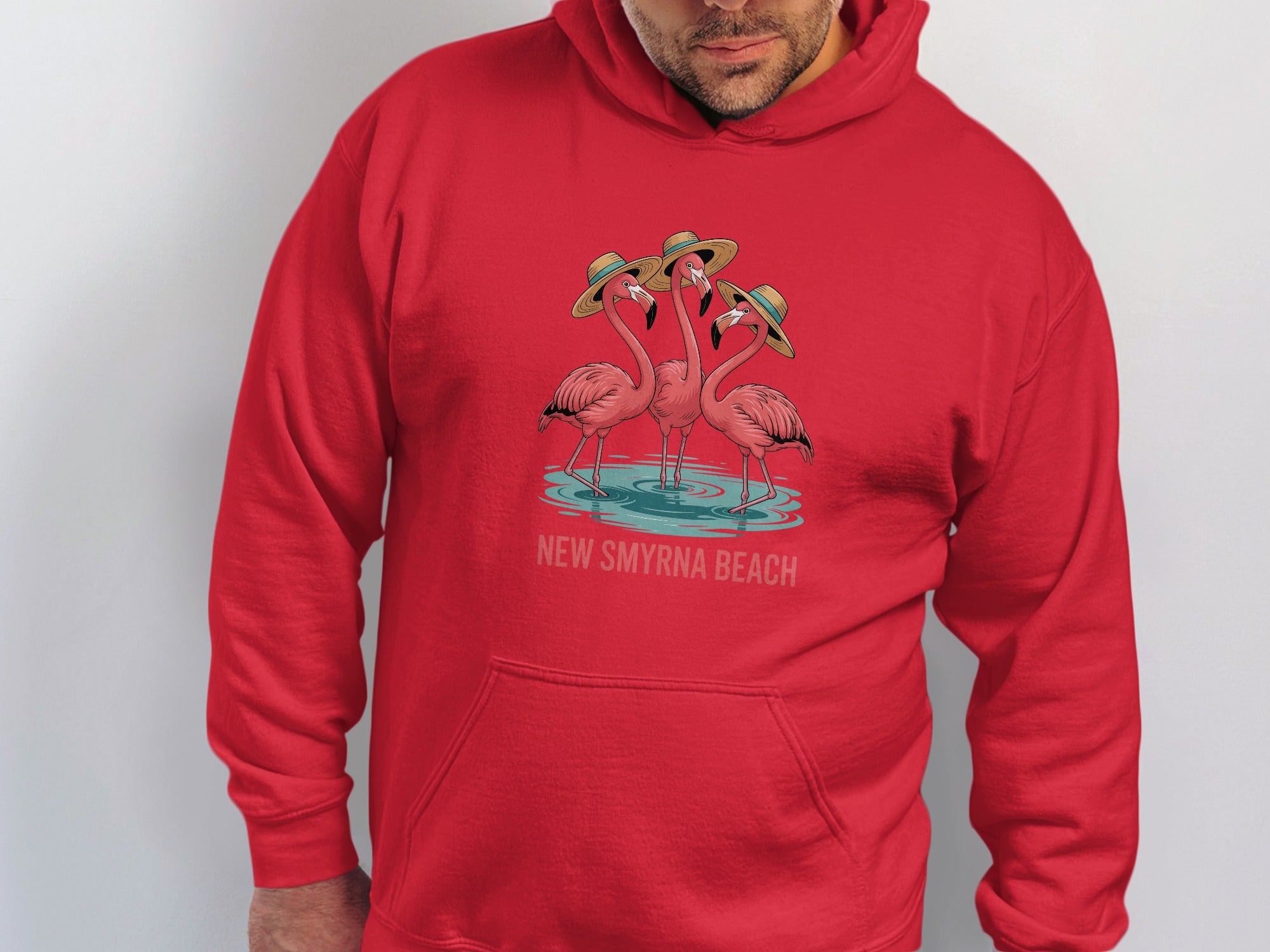 New Smyrna Beach Flamingo Graphic Hoodie product type