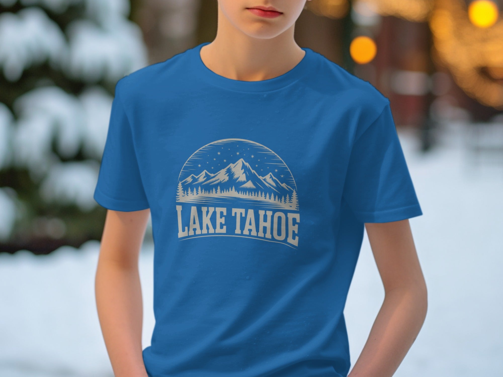 Lake Tahoe Mountain Graphic Blue T-Shirt