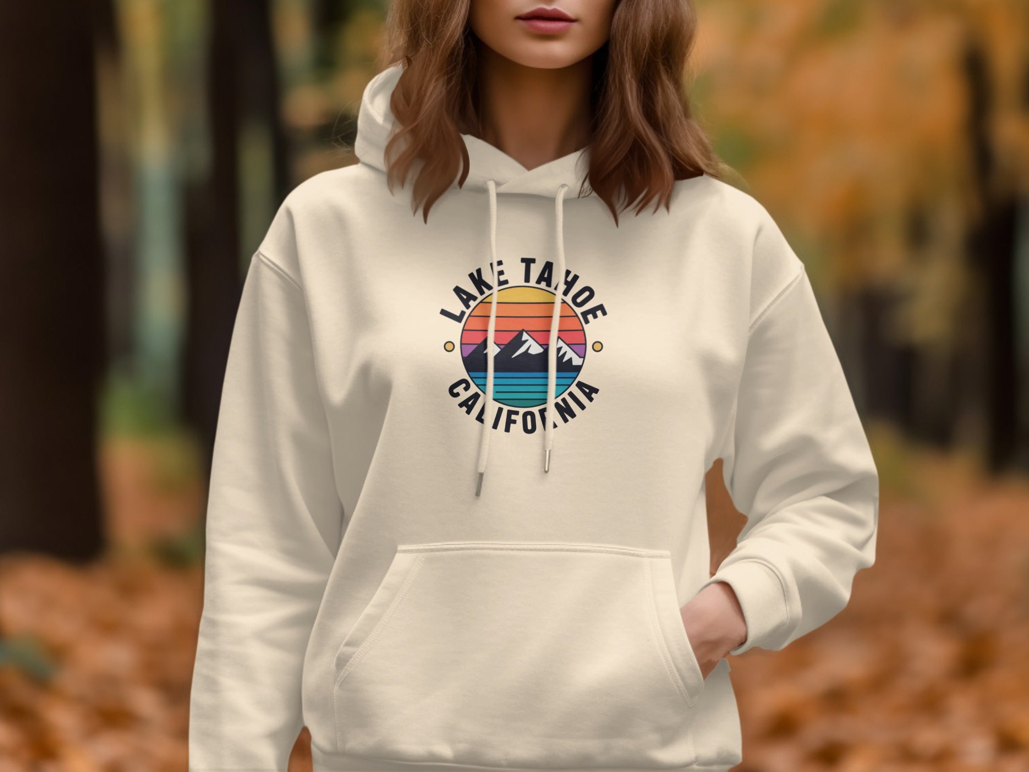Lake Tahoe California Hoodie with Mountain Design