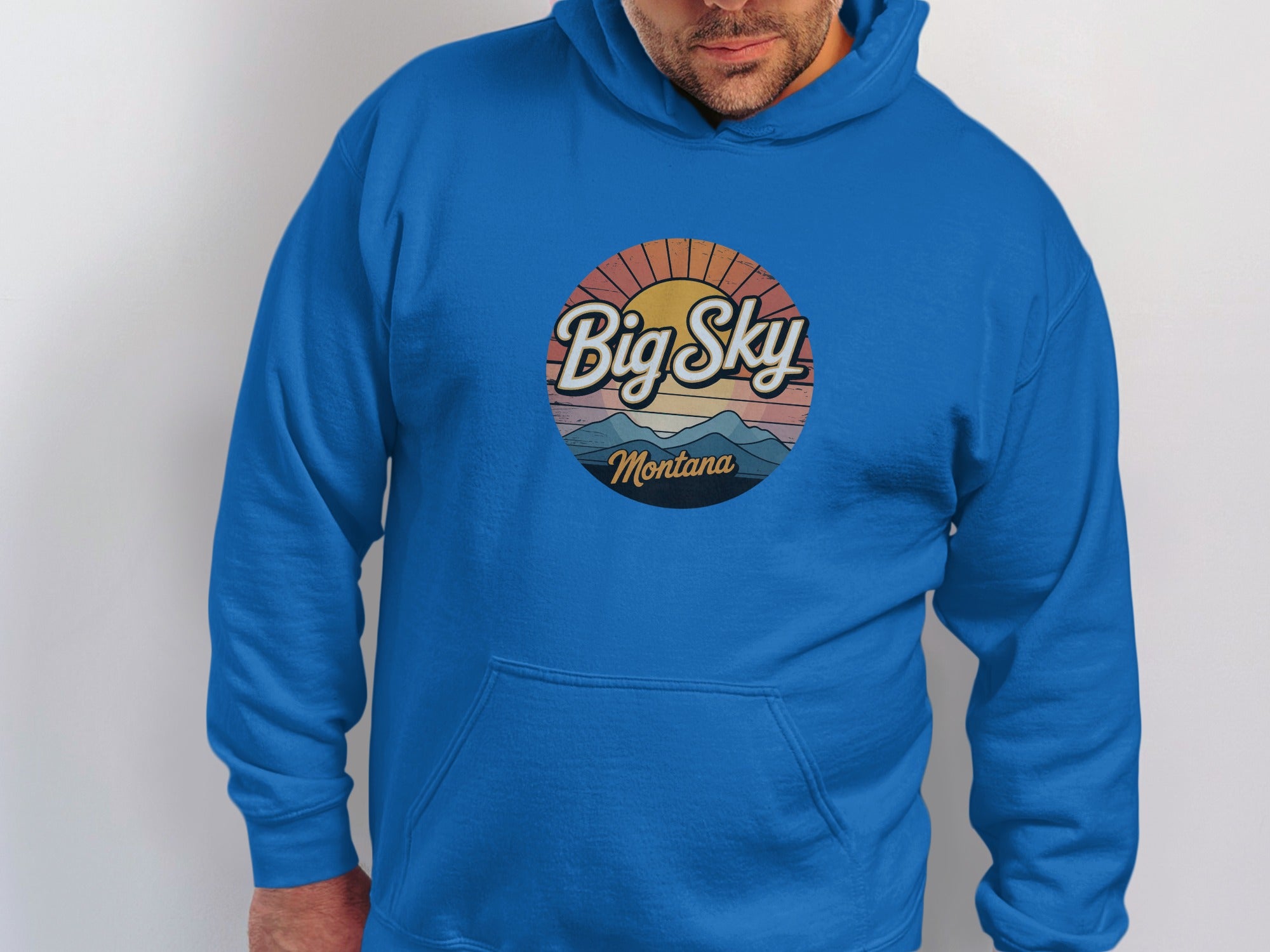 Big Sky Montana Retro Hoodie with Sunburst Design