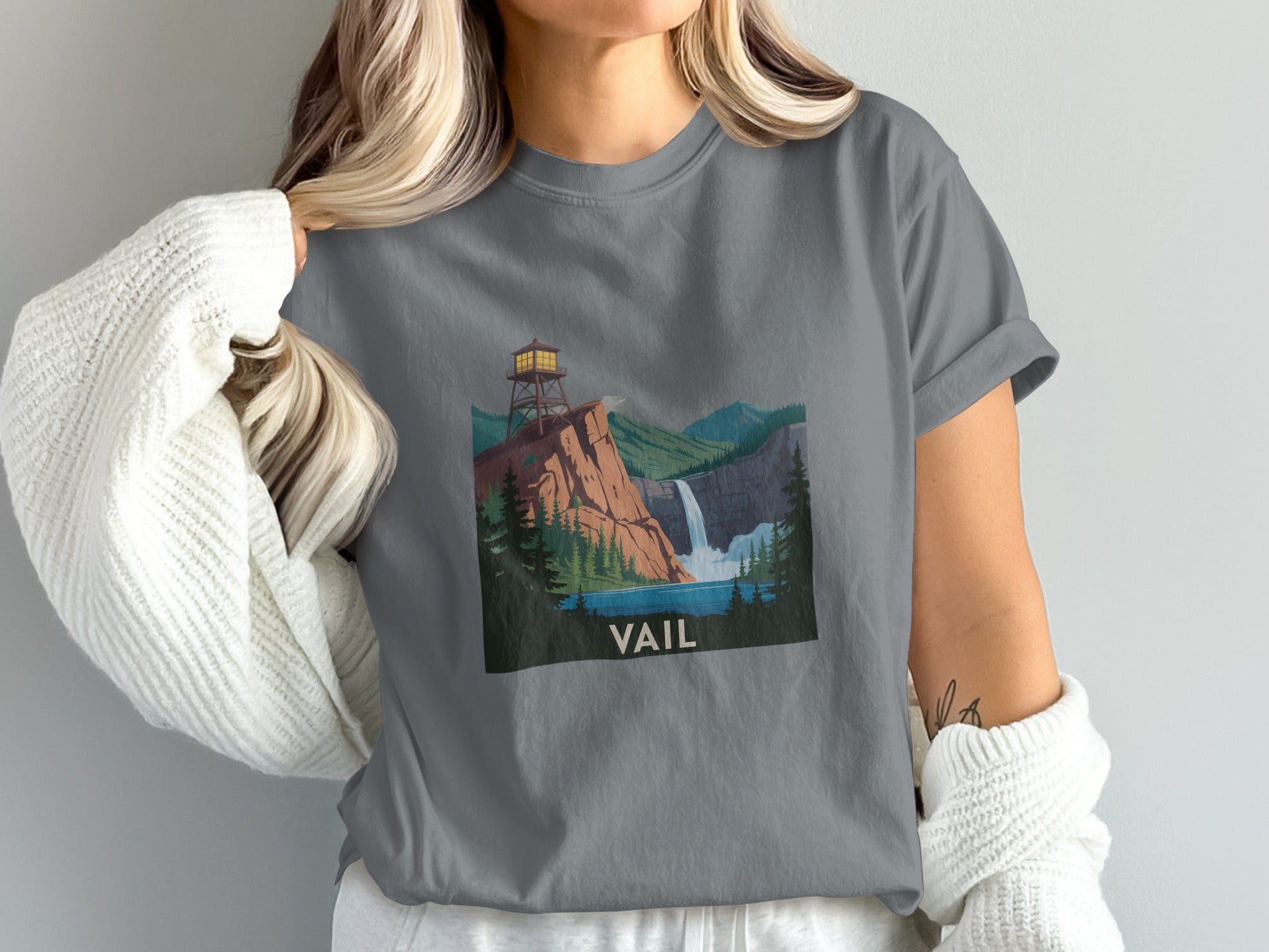 Scenic Waterfall and Mountain Vail Shirt product