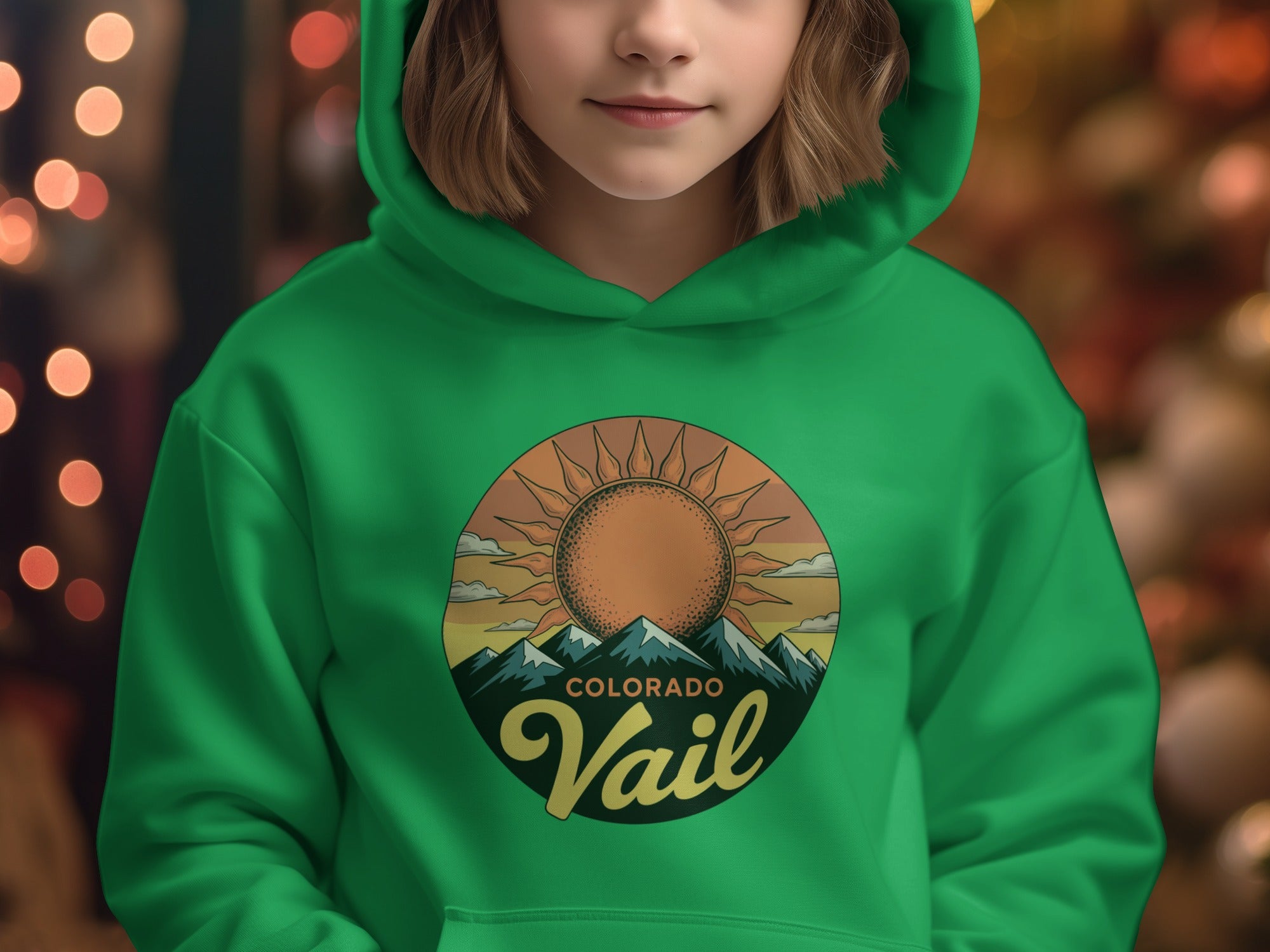 Vail Colorado Hoodie with Sun and Mountains Graphic product