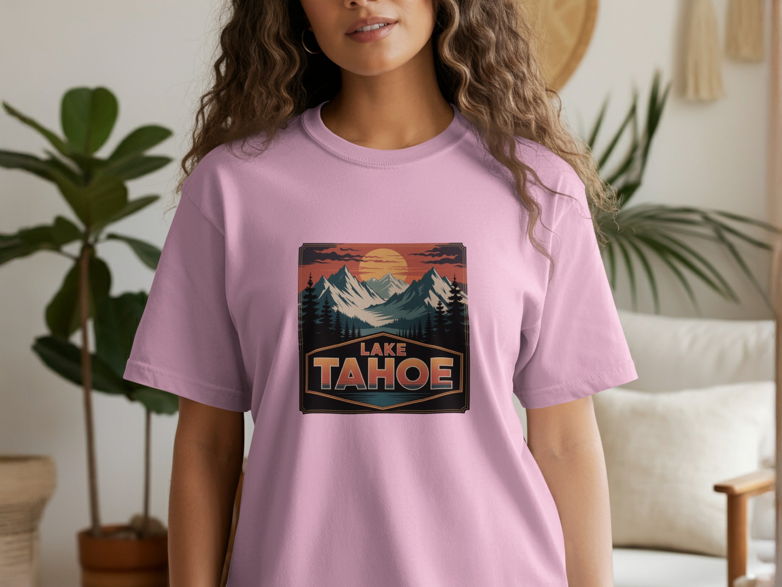 Lake Tahoe Retro Sunset Graphic T-shirt product type