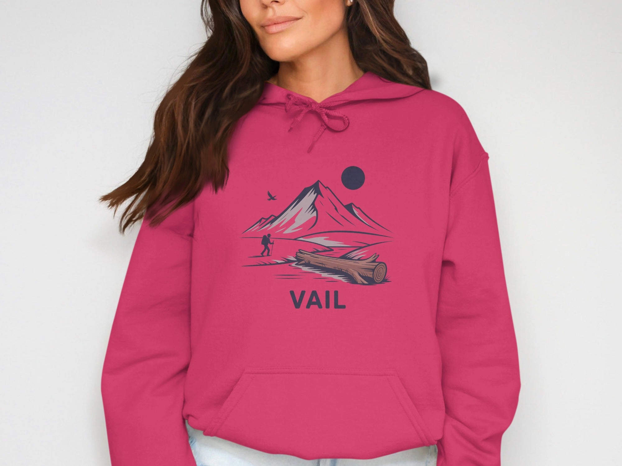 Vail Mountain Scene with Hiker Printed Hoodie product type