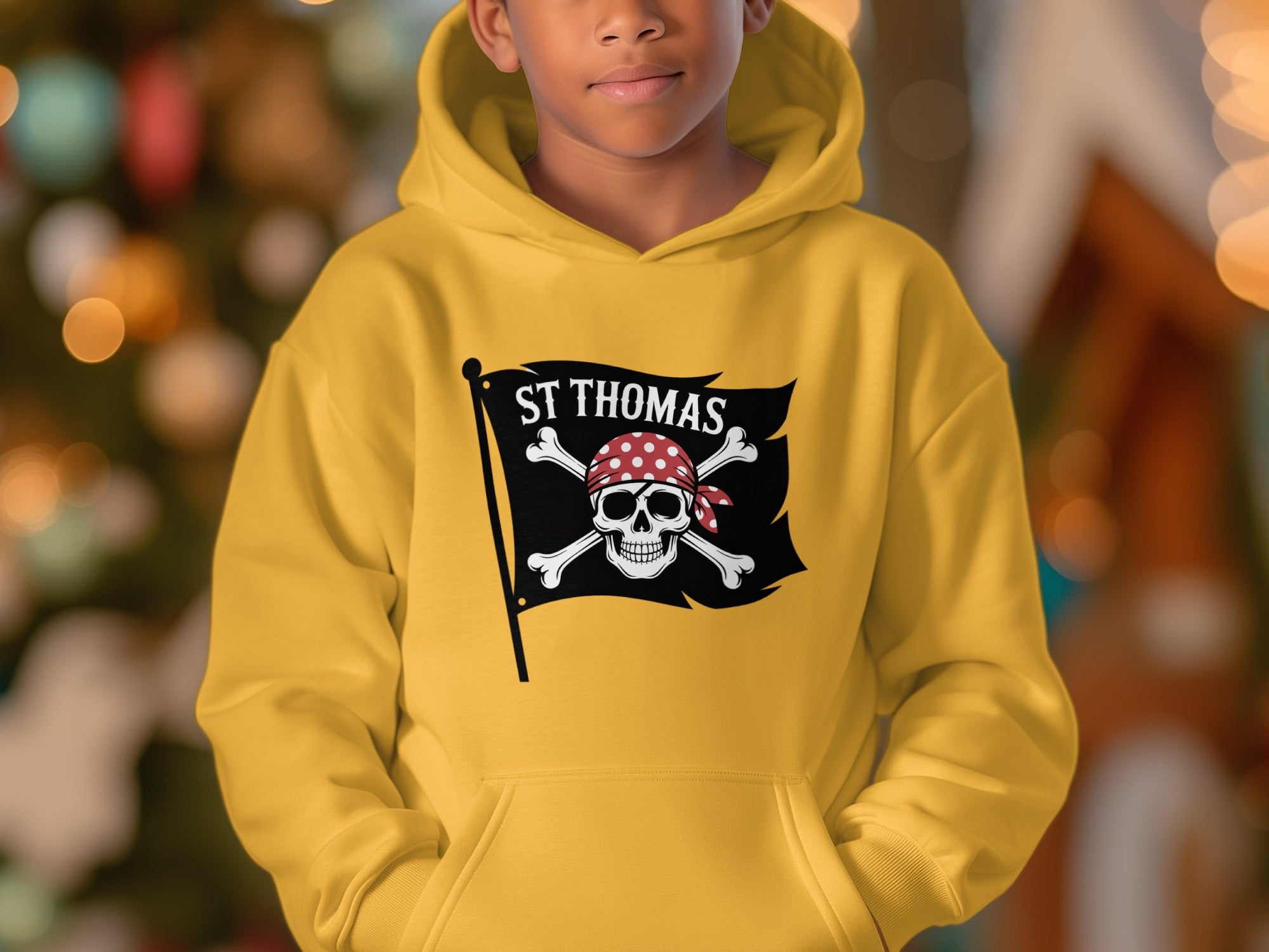 St Thomas Pirate Flag Design Yellow Hoodie product