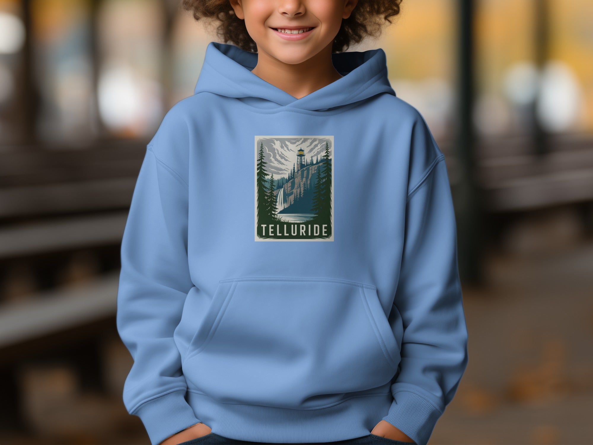 Telluride Scenic Design Blue Hooded Sweatshirt product