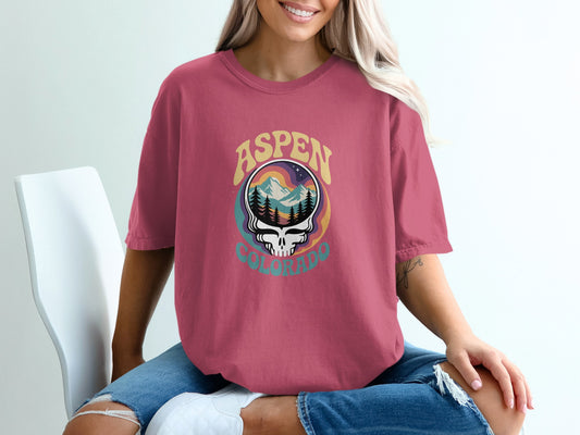 Aspen Colorado Skull Graphic Tee Shirt product