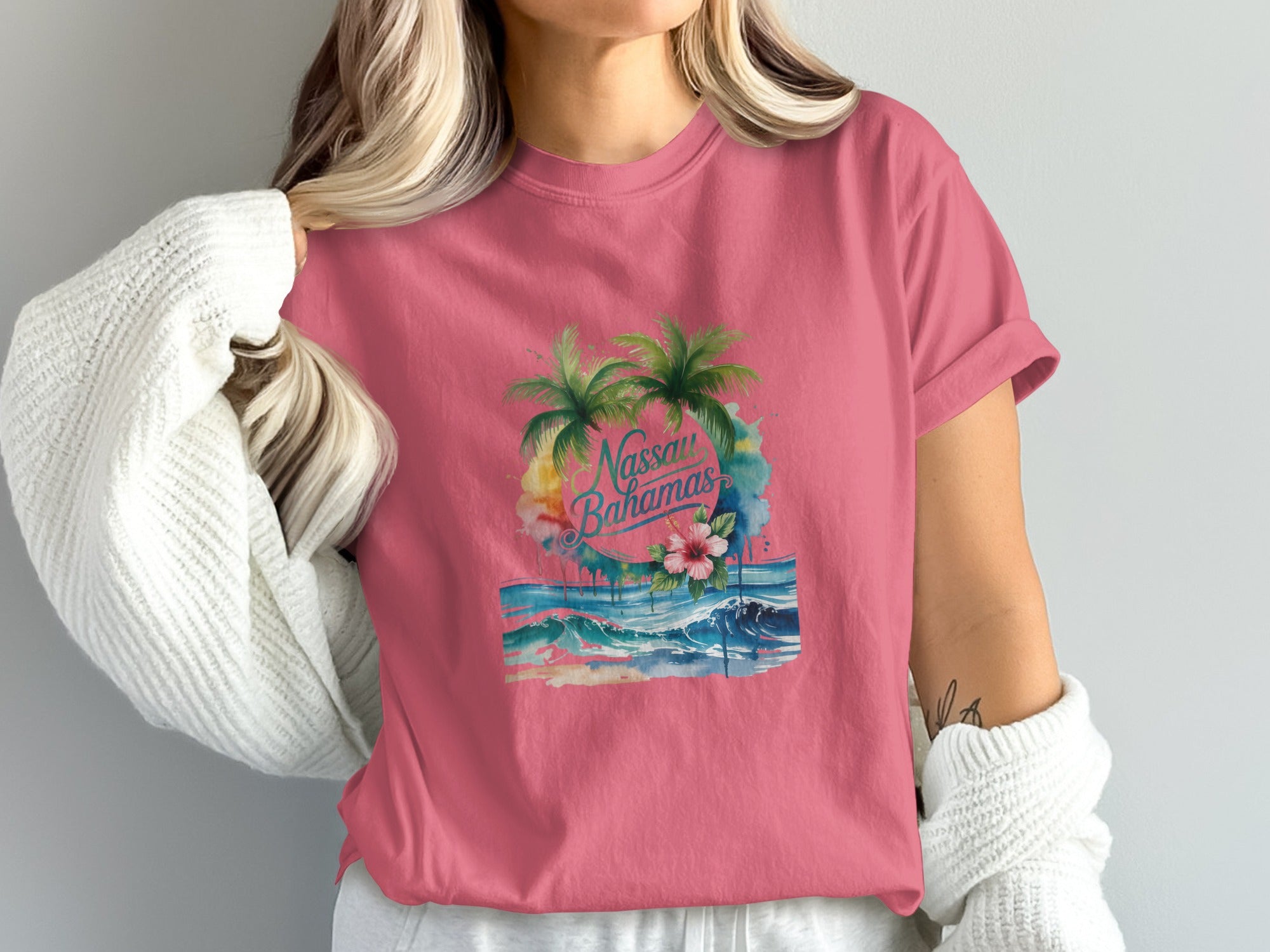 Nassau Bahamas Graphic Pink T-Shirt product type