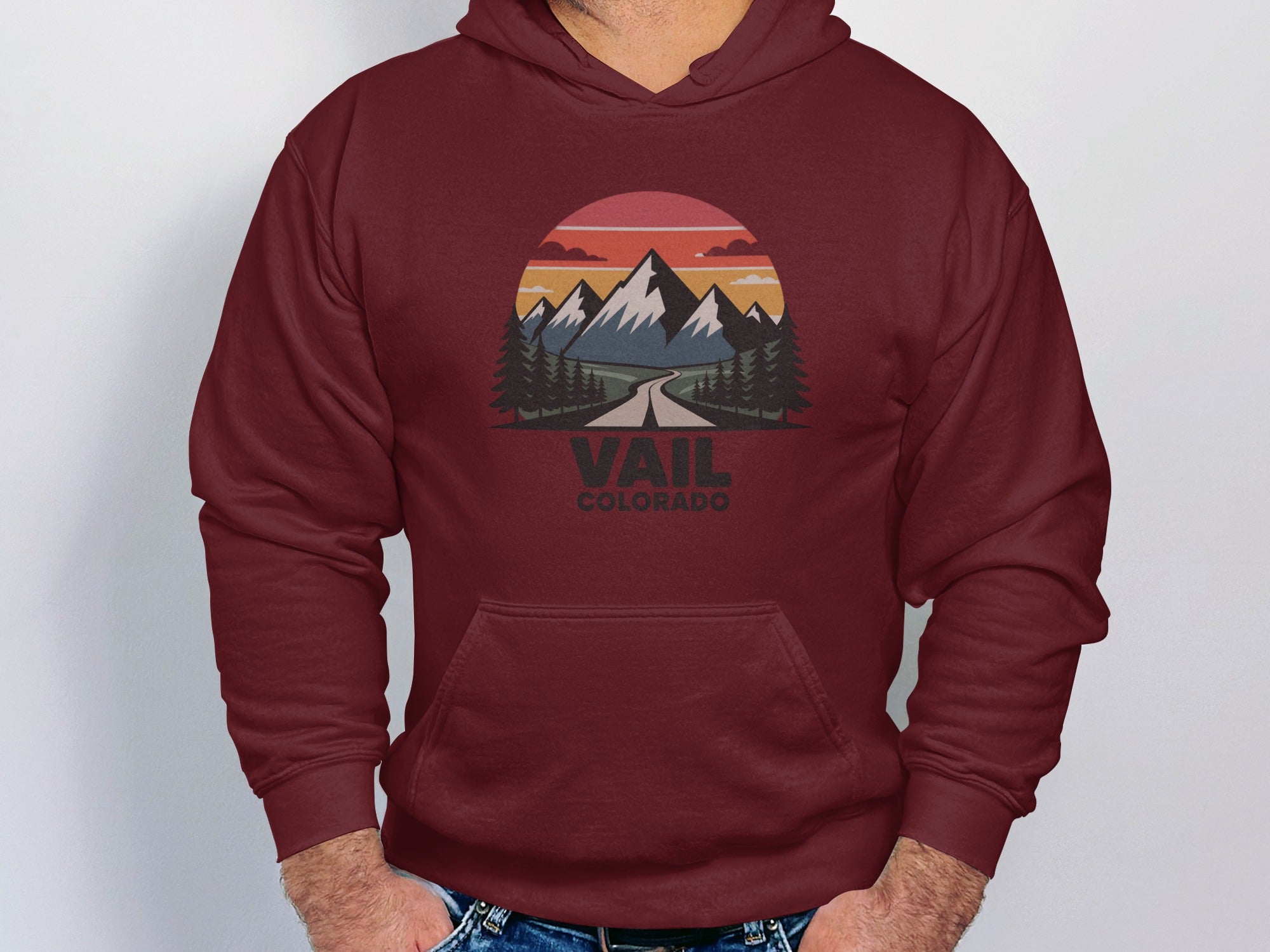 Vail Colorado Hoodie with Mountain and Road Artwork product