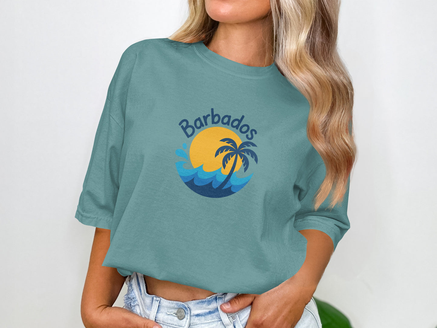 Barbados Sunset Graphic Unisex Grey T-shirt product type