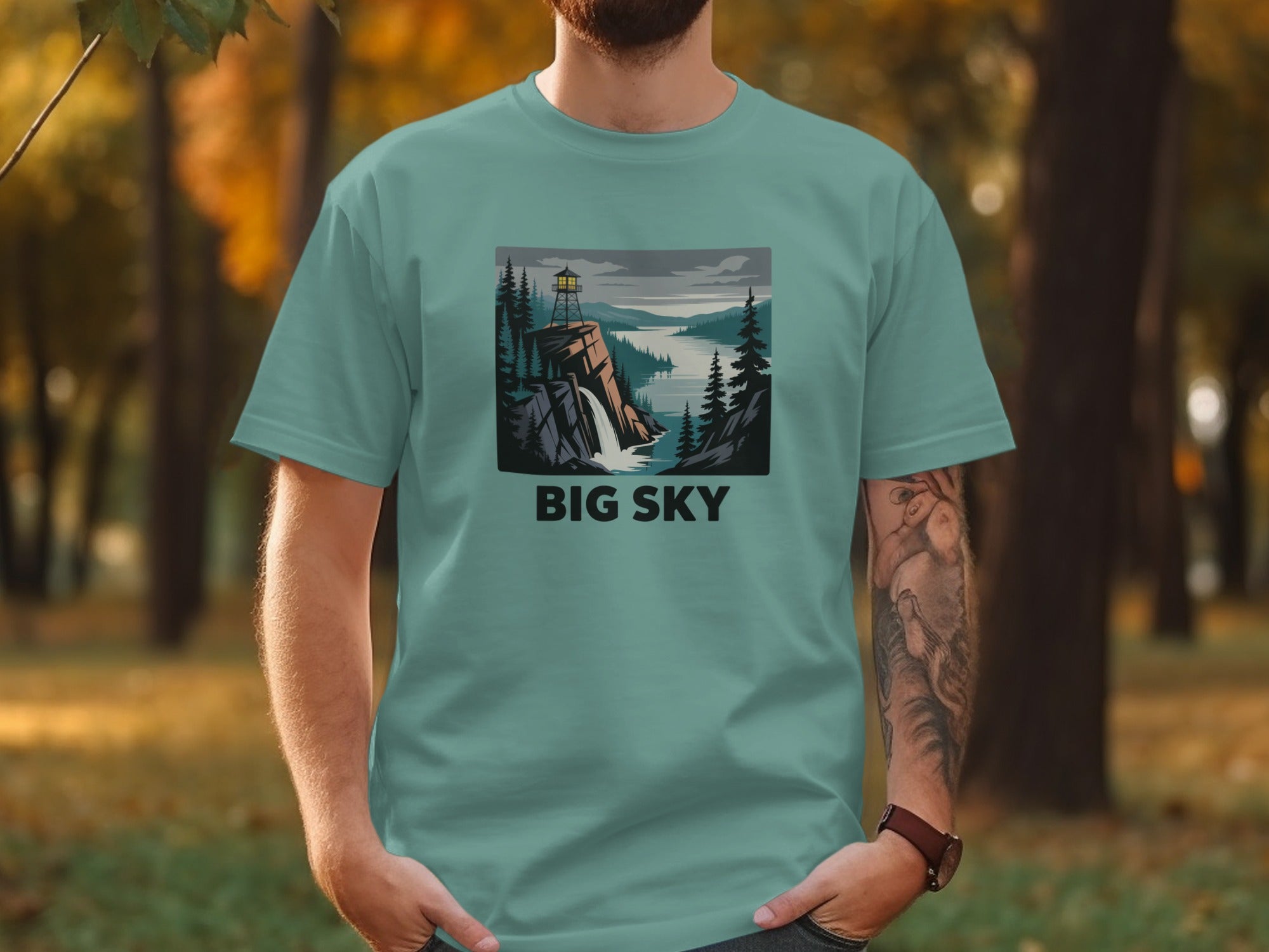 Big Sky Scenic Illustration T-shirt