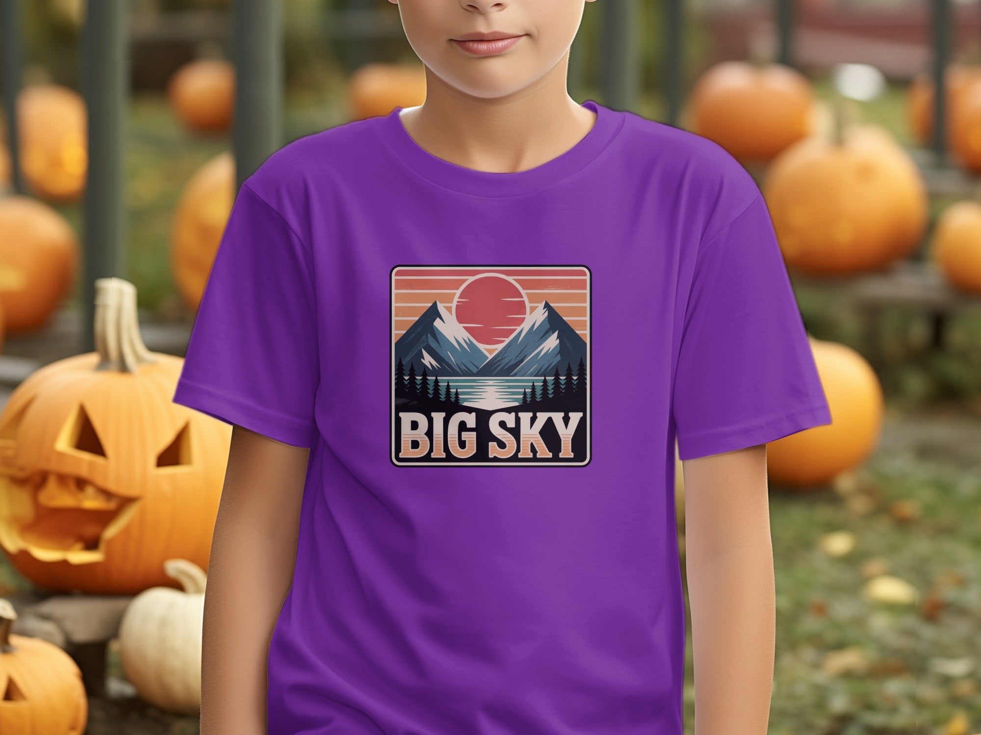 Big Sky Mountains Retro Style Graphic Teens T-shirt