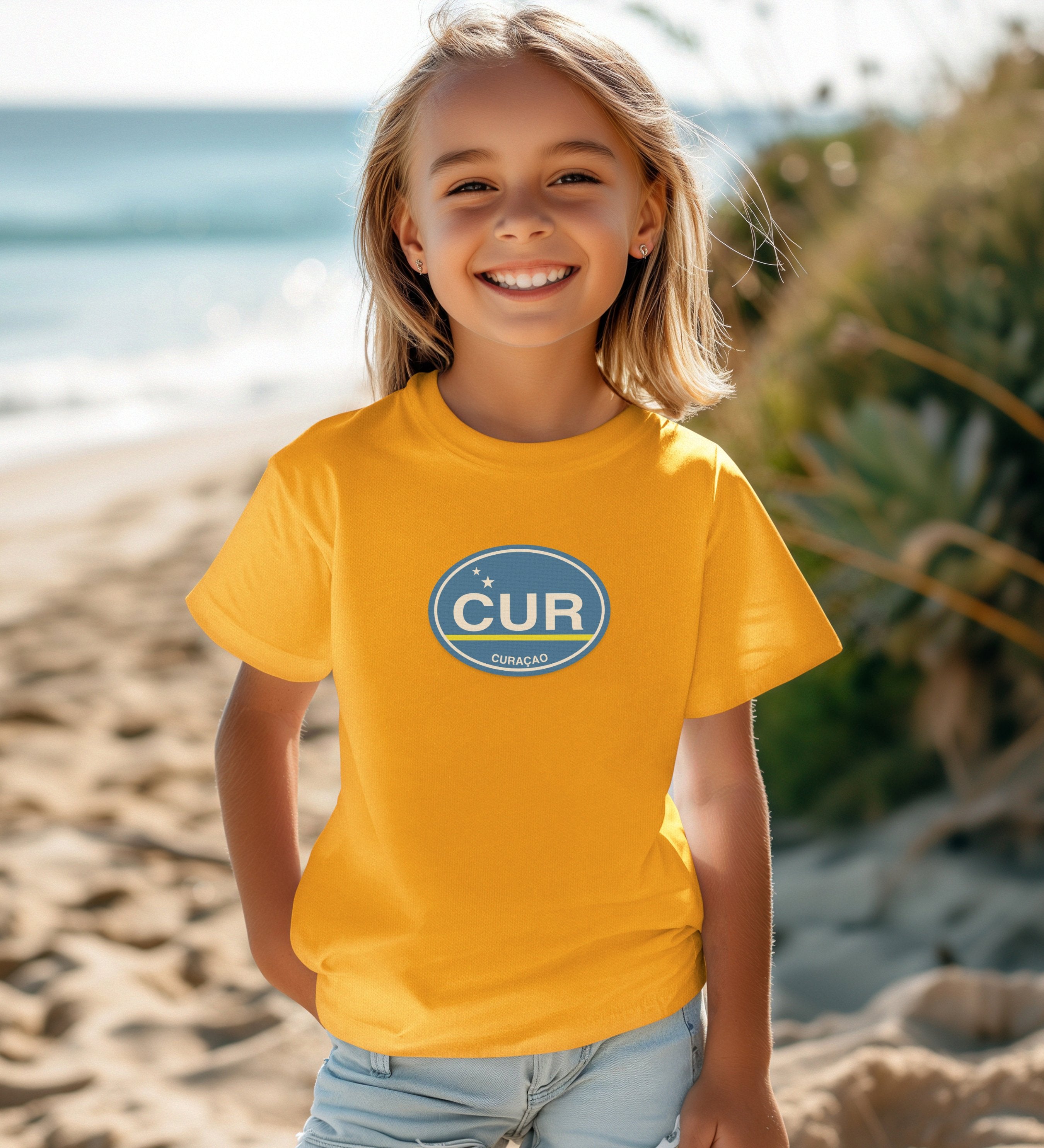 Curacao gift for posing by the colorful Handelskade youth clothing and travel souvenirs