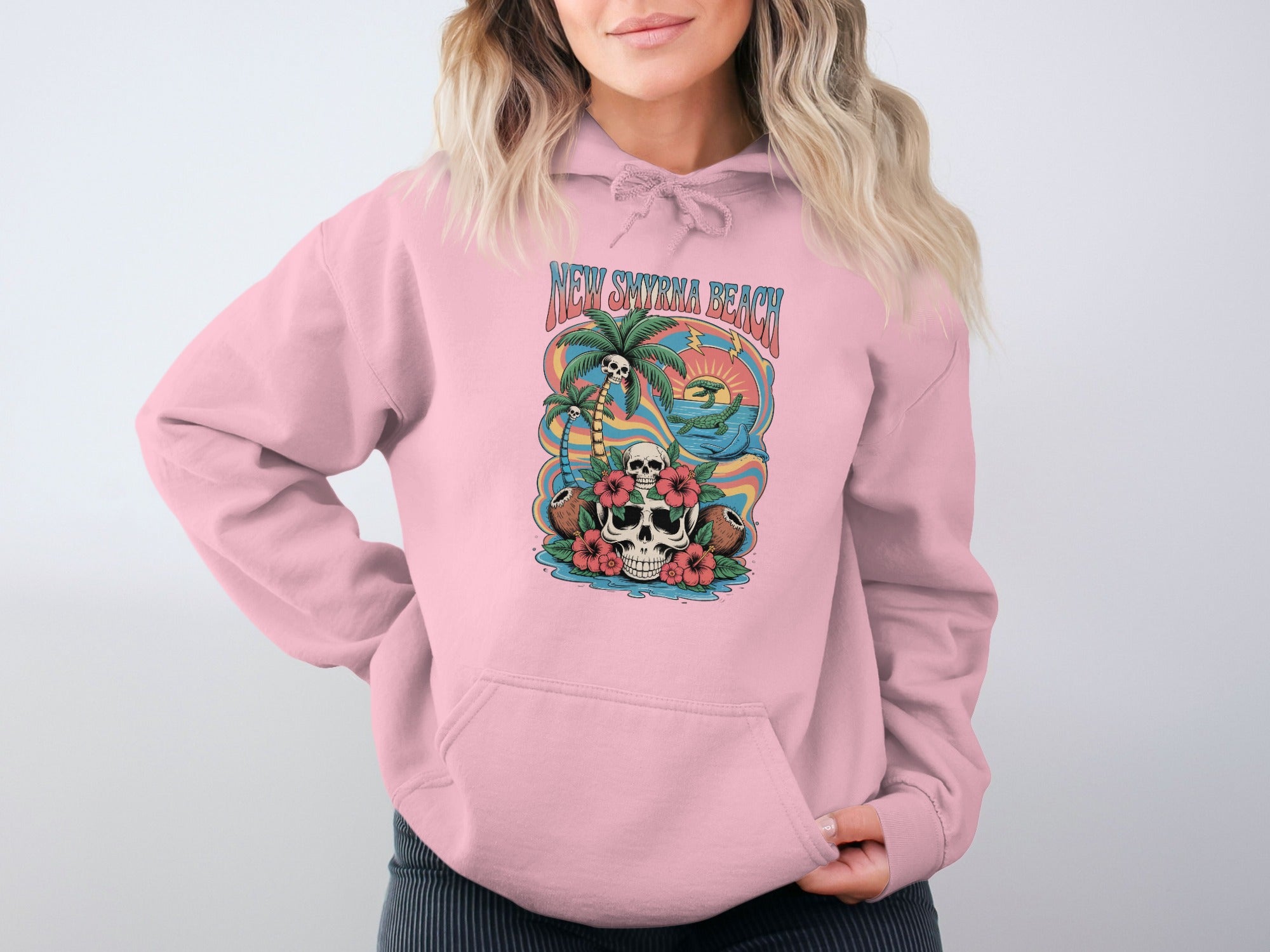 New Smyrna Beach Skull and Surf Hoodie product