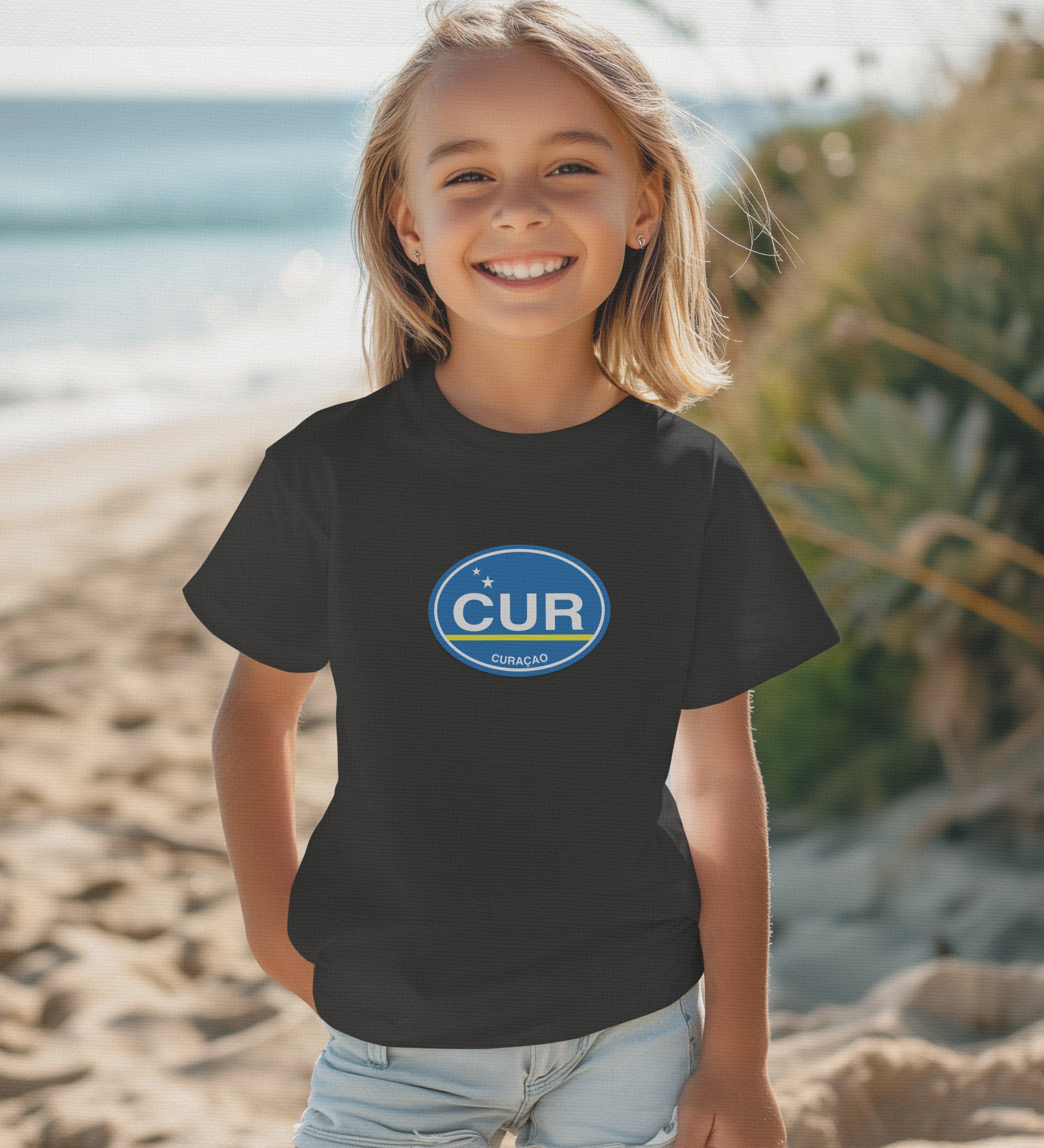 Curacao gift for posing by the colorful Handelskade youth clothing and travel souvenirs