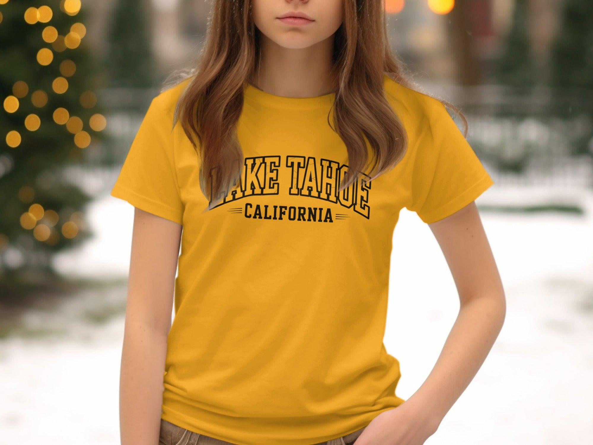 Lake Tahoe California Yellow Graphic T-Shirt